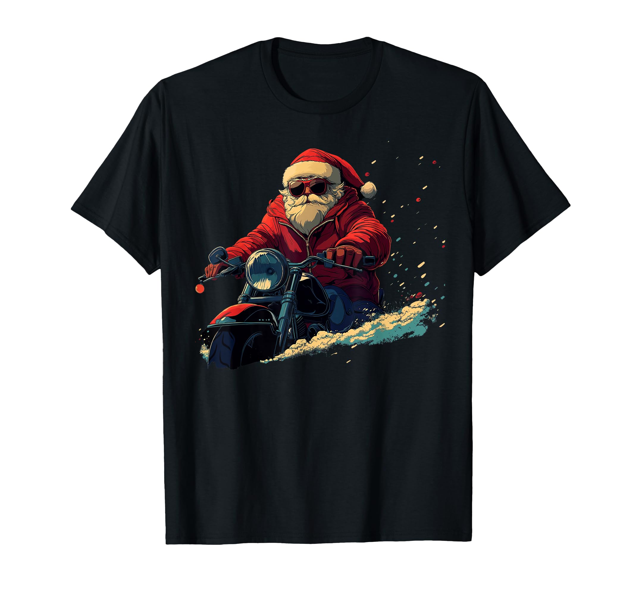 Santa Riding Motorcycle Bike T-Shirt - Streetwear Style for Adults - T-Shirt, Sweatshirt, Hoodie