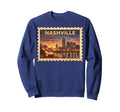 Nashville Travel Stamp Art Sweatshirt - Minimalist Print for Adults - T-Shirt, Sweatshirt, Hoodie