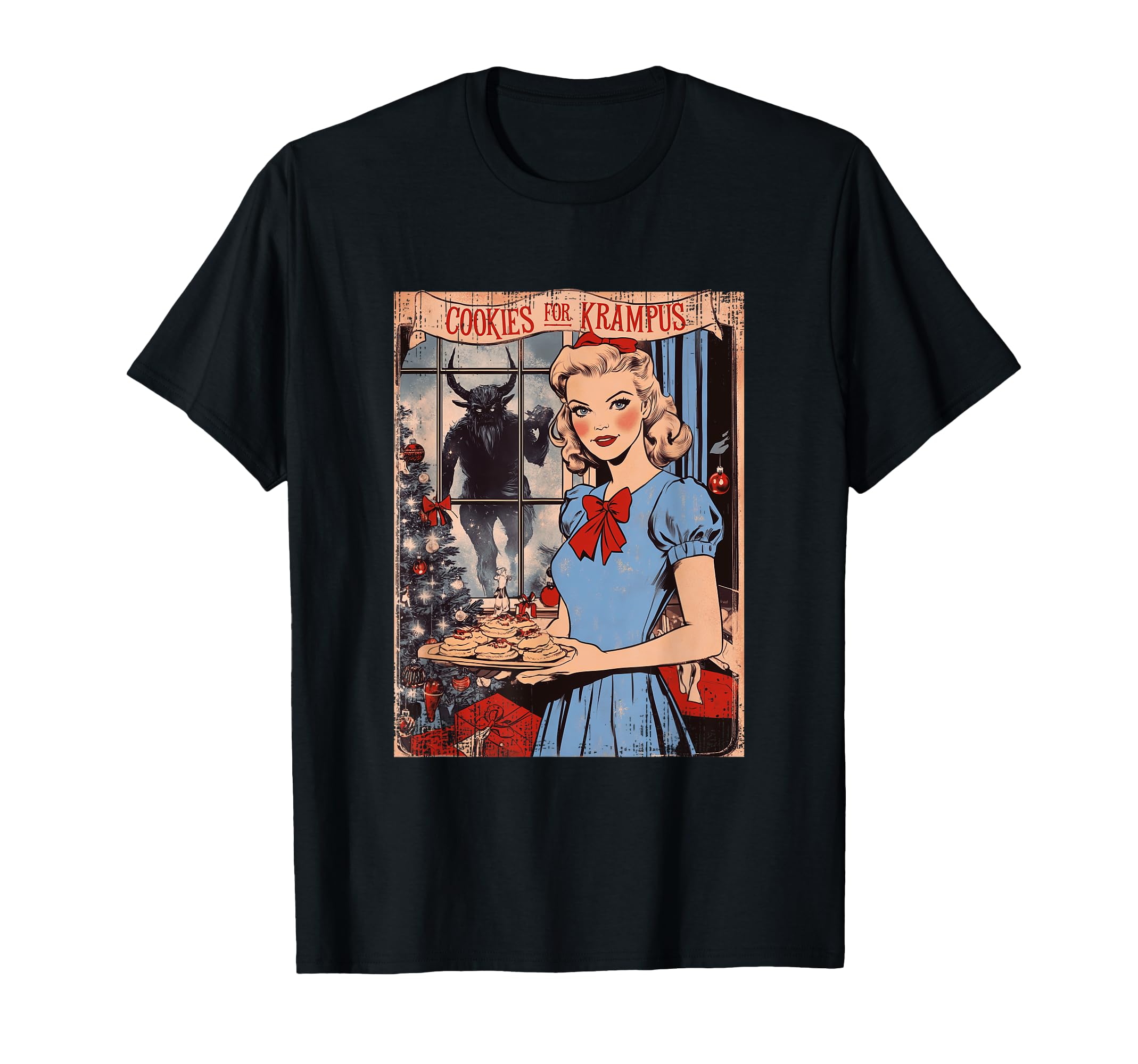 Old Postcard Cookies Krampus Art T-Shirt - Trendy Graphic Men Women - T-Shirt, Sweatshirt, Hoodie