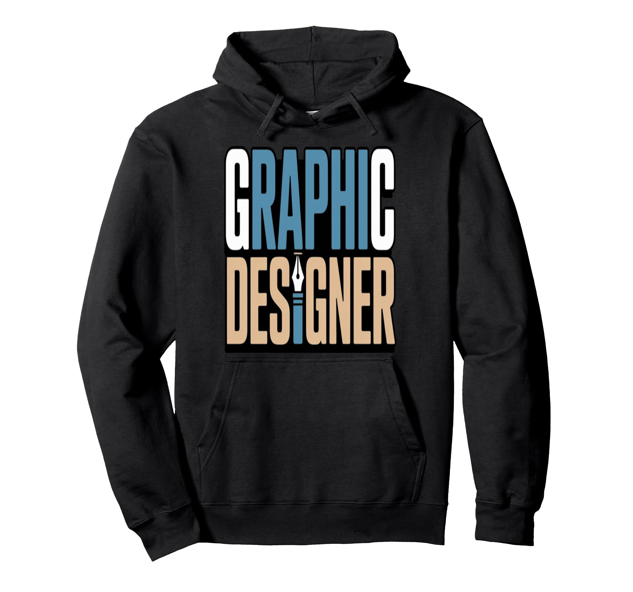 Designer Typography Pen Icon Hoodie - Minimalist Print Men Women - T-Shirt, Sweatshirt, Hoodie