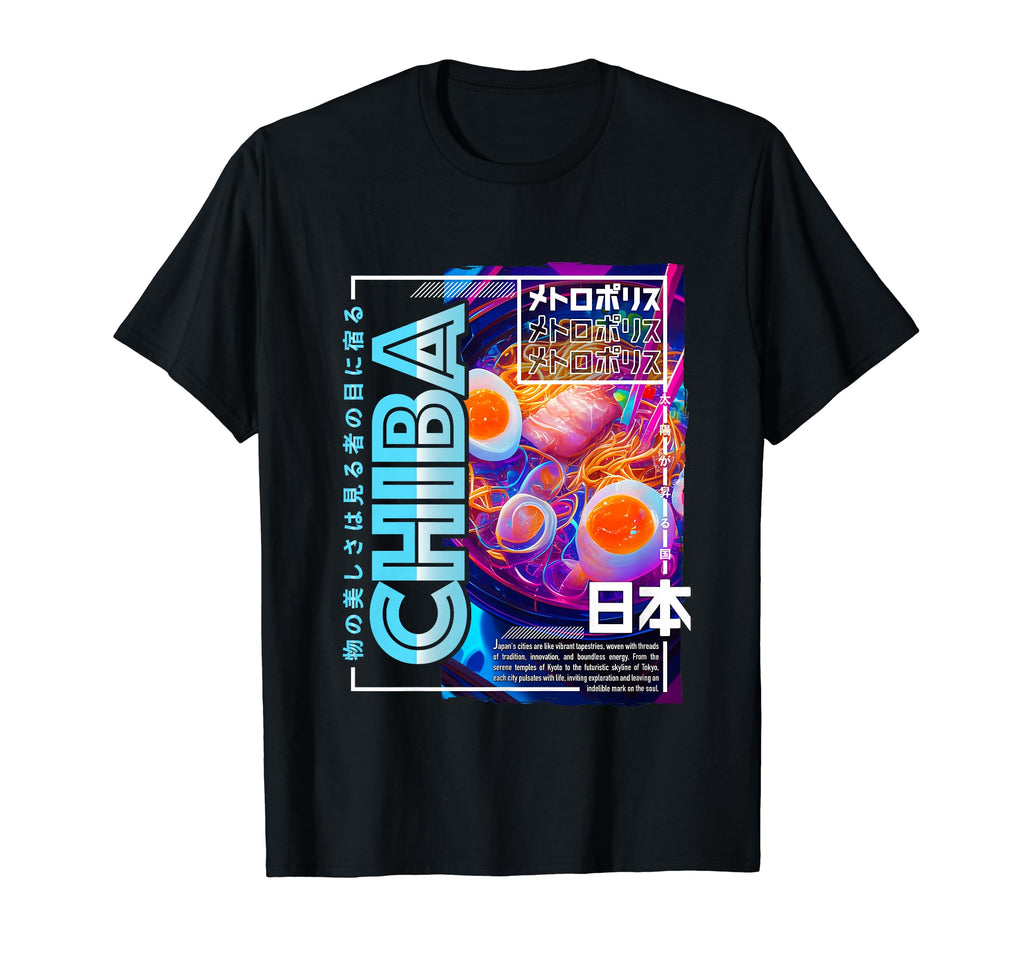 Chiba City 80S Synthwave Ramen Bowl T-Shirt - Unique Graphic Men Women - T-Shirt, Sweatshirt, Hoodie