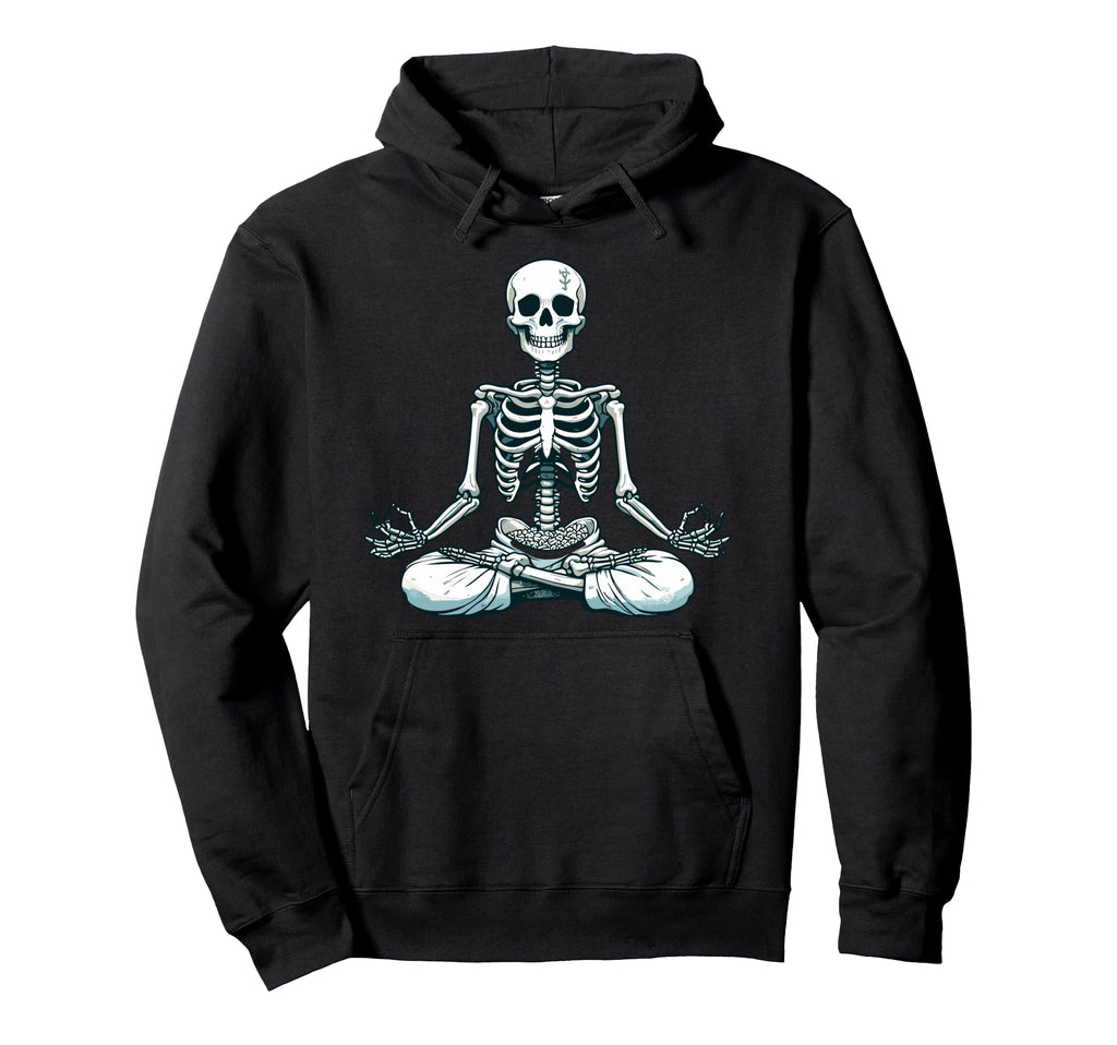 Meditation Skeleton Yoga Pose Relaxing Hoodie - Trendy Graphic Unisex - T-Shirt, Sweatshirt, Hoodie