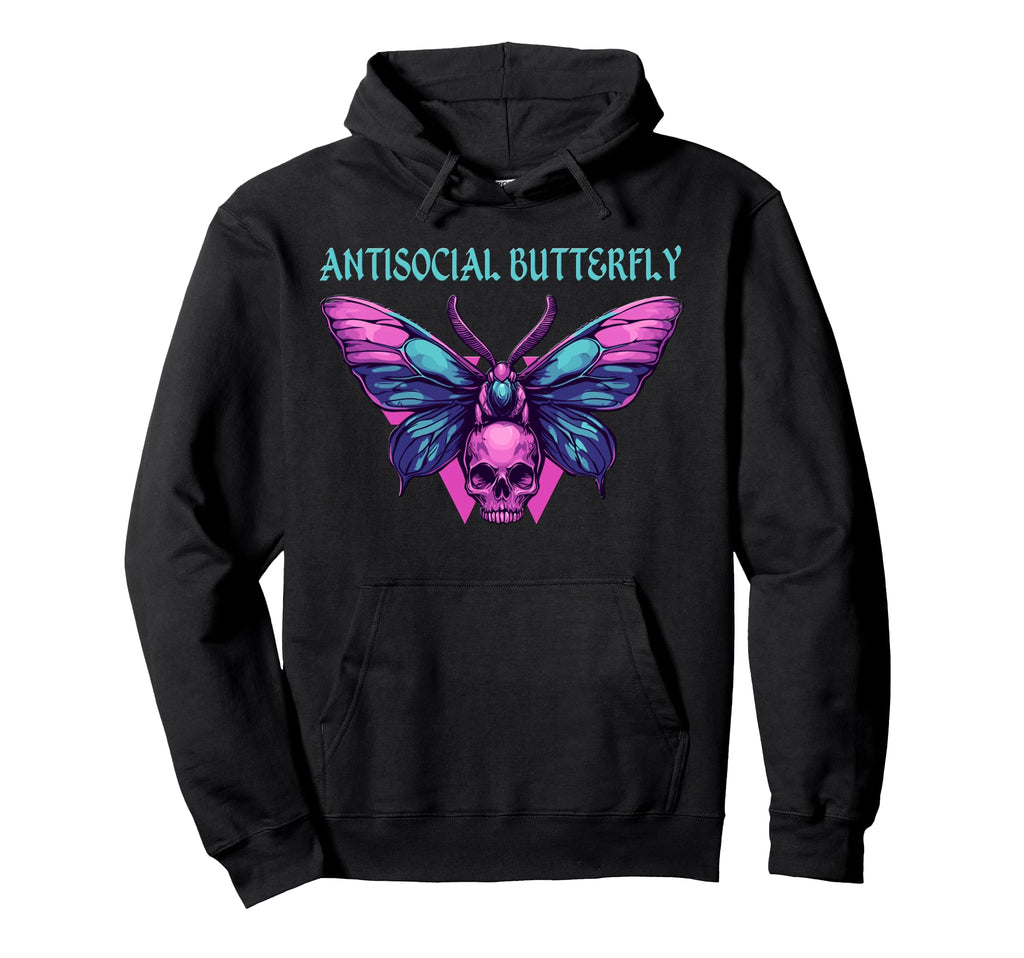 Antisocial Butterfly Hoodie - Unique Graphic for Adults - T-Shirt, Sweatshirt, Hoodie