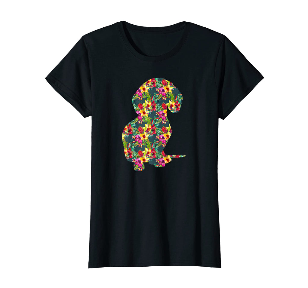 Womens Dachshund Dog Flower Floral T-Shirt - Trendy Graphic Men Women - T-Shirt, Sweatshirt, Hoodie