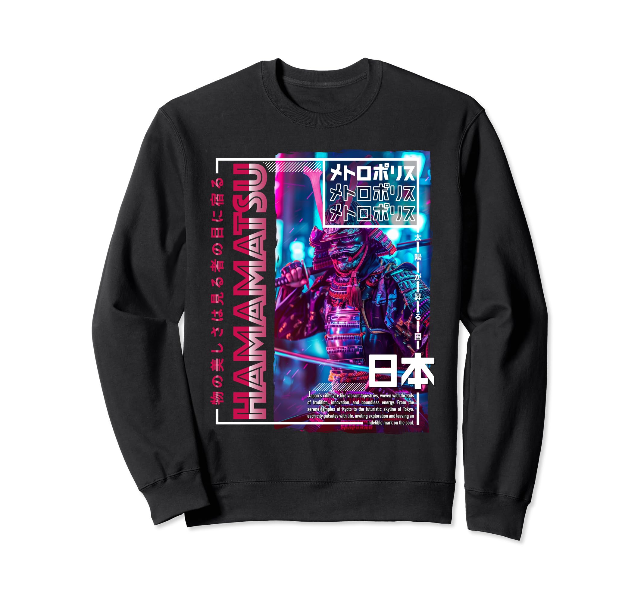 Hamamatsu City 80S Synthwave Samurai Sweatshirt - Unique Graphic Men Women - T-Shirt, Sweatshirt, Hoodie