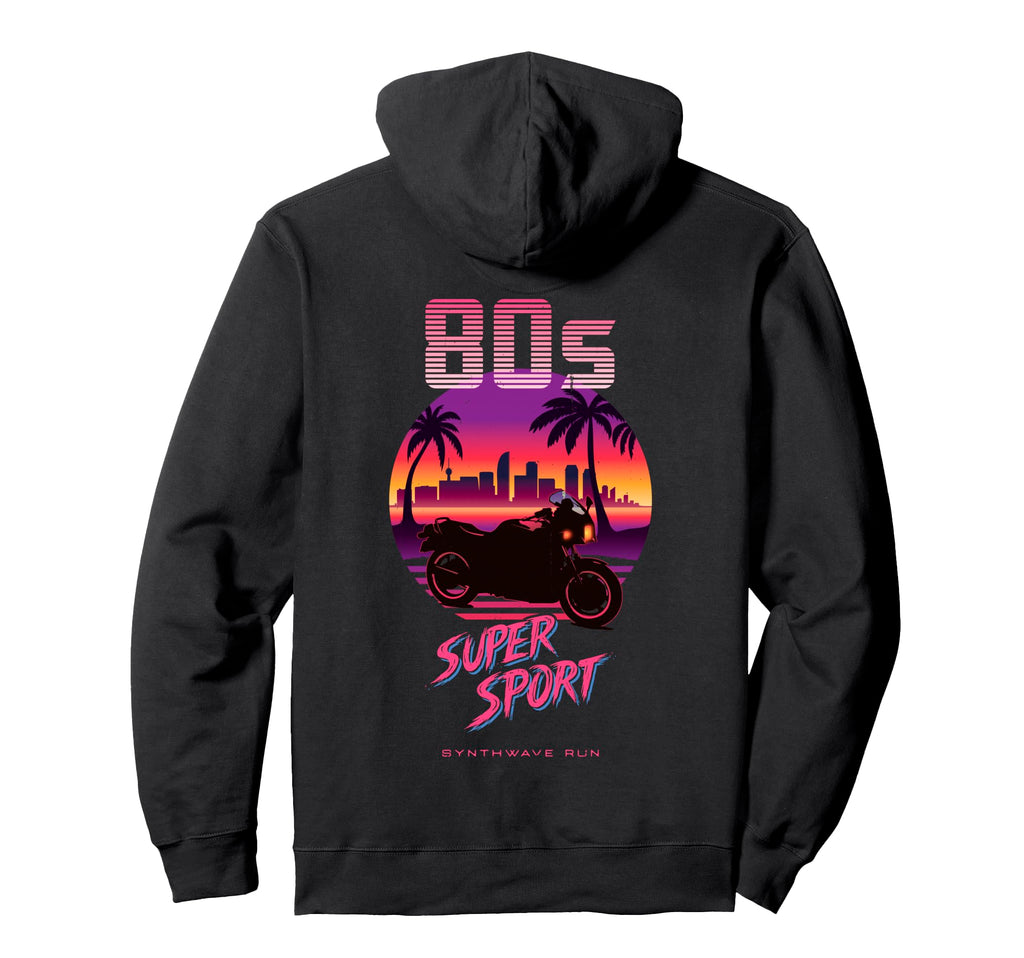 80S Supersport Synthwave Motorcycle Hoodie - Unique Graphic Unisex - T-Shirt, Sweatshirt, Hoodie