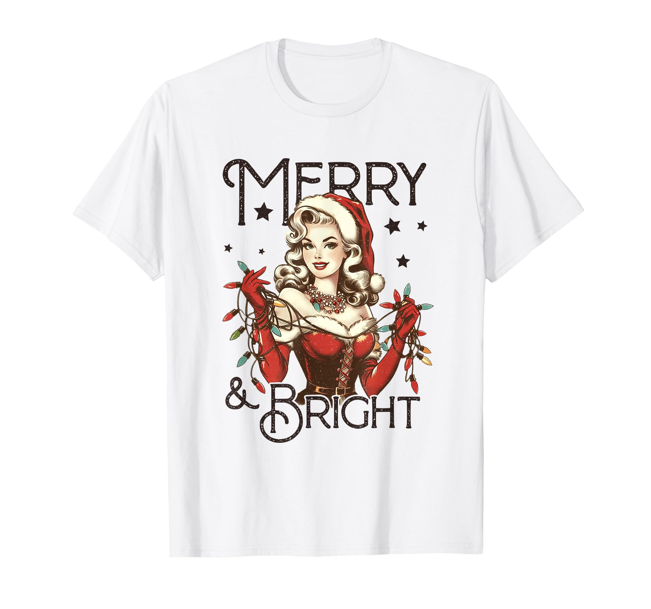 Merry Bright Pin Up Holiday T-Shirt - Fun Novelty Design for Adults - T-Shirt, Sweatshirt, Hoodie