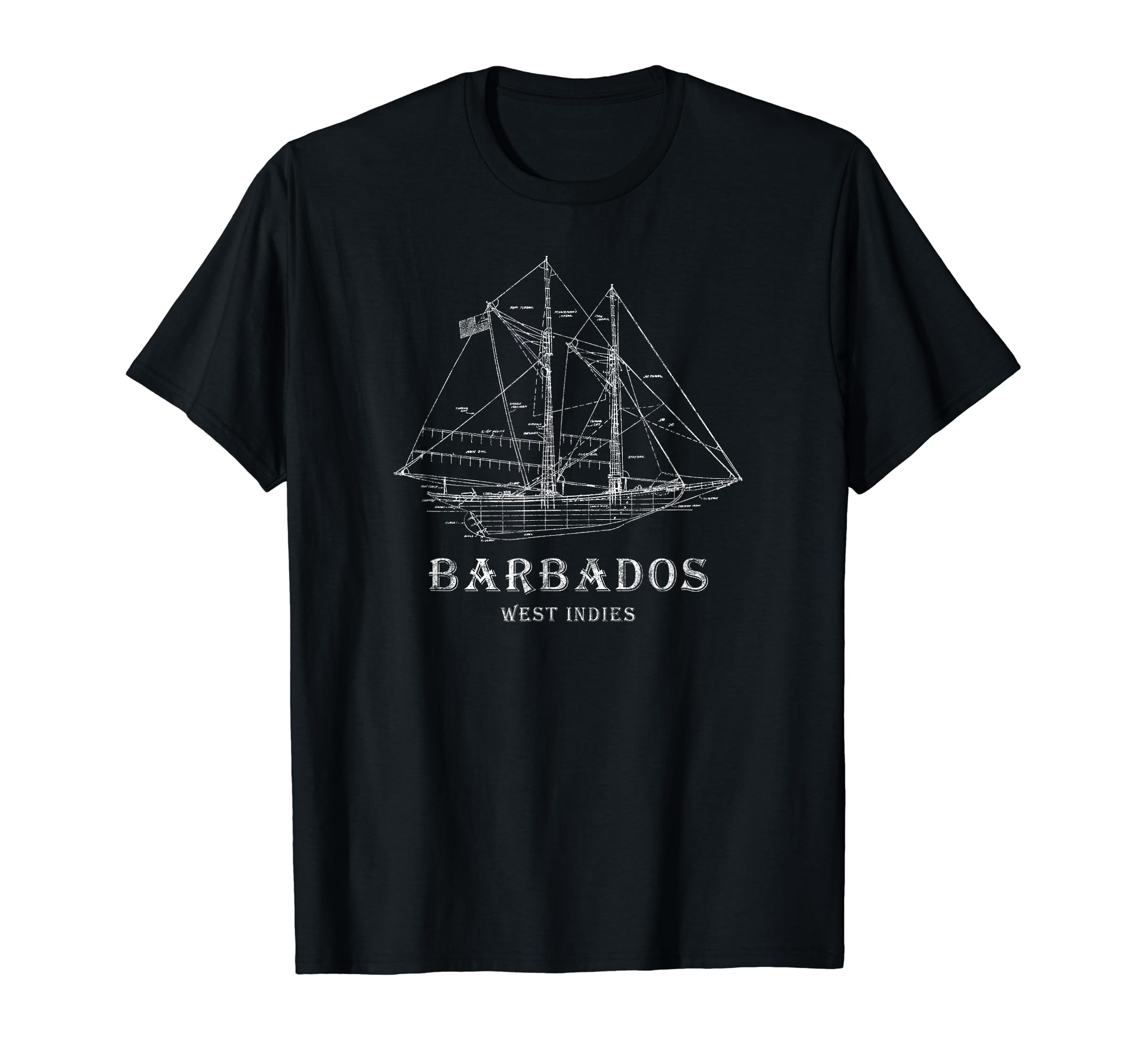 Barbados West Indies Blueprint T-Shirt - Fun Novelty Design Unisex - T-Shirt, Sweatshirt, Hoodie