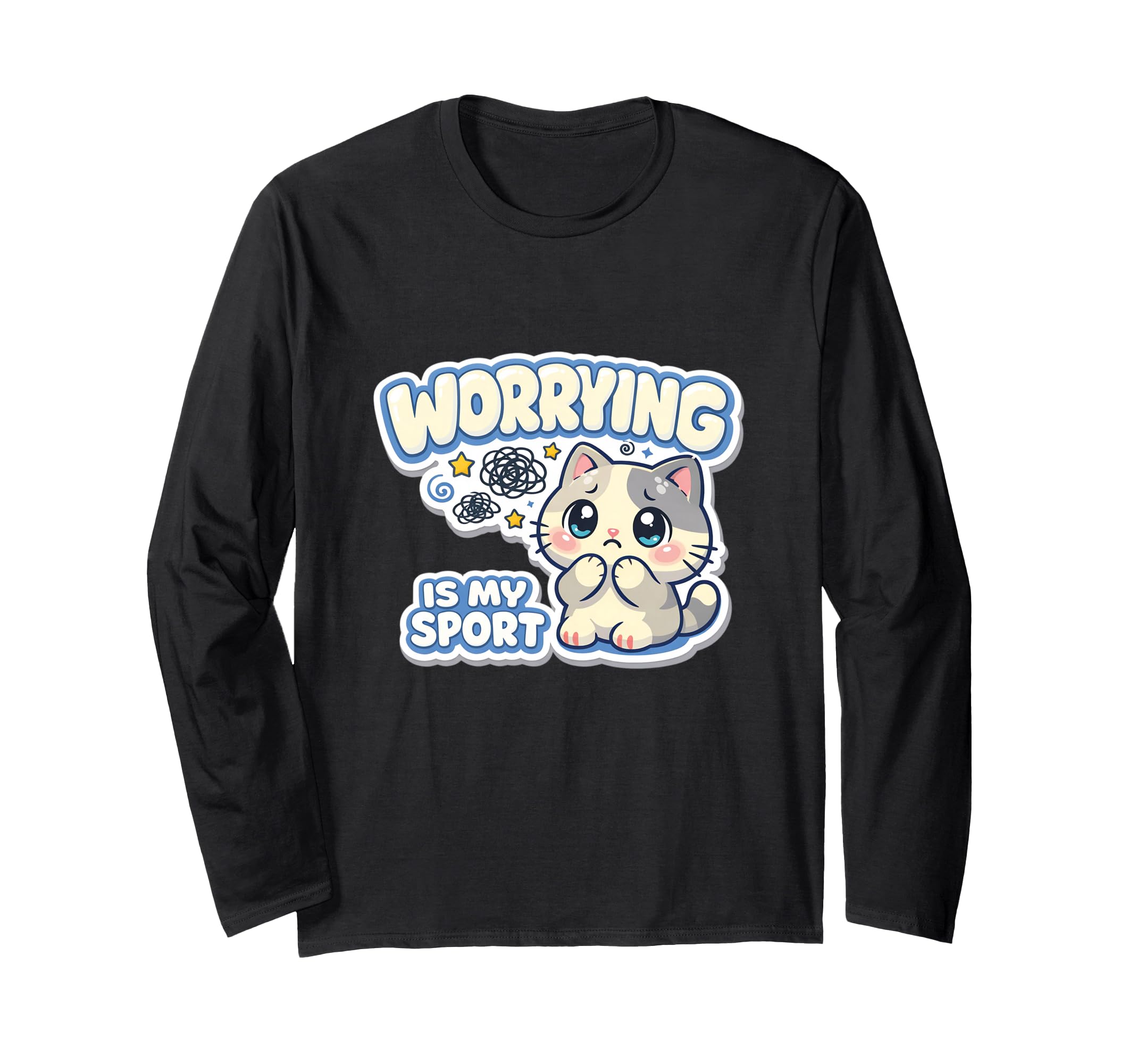 Worrying Is My Sport Anxious Cat T-Shirt - Unique Graphic for Adults - T-Shirt, Sweatshirt, Hoodie