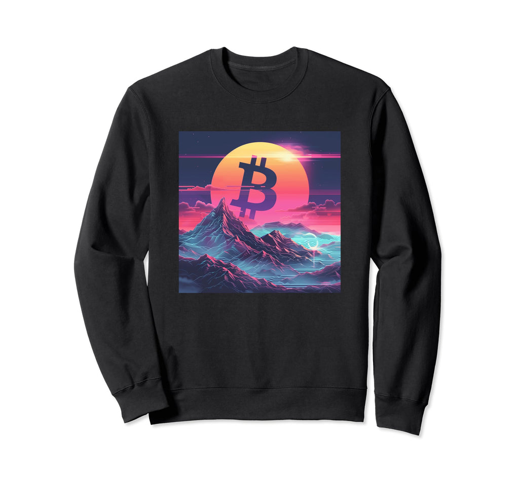 Bitcoin Vaporwave Aesthetic 80S Sweatshirt - Minimalist Print Men Women - T-Shirt, Sweatshirt, Hoodie