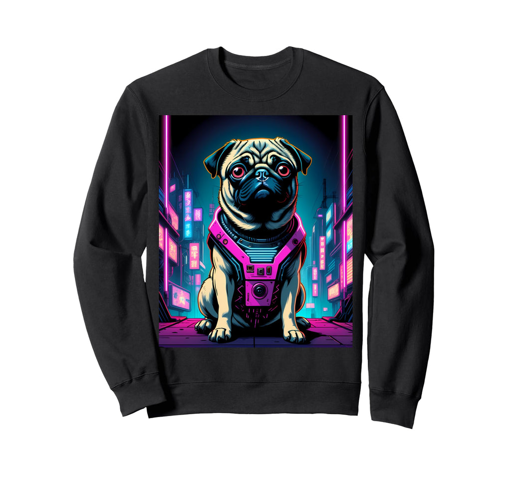 Vaporwave Pug 80S Synthwave Sweatshirt - Aesthetic Graphic for Adults - T-Shirt, Sweatshirt, Hoodie