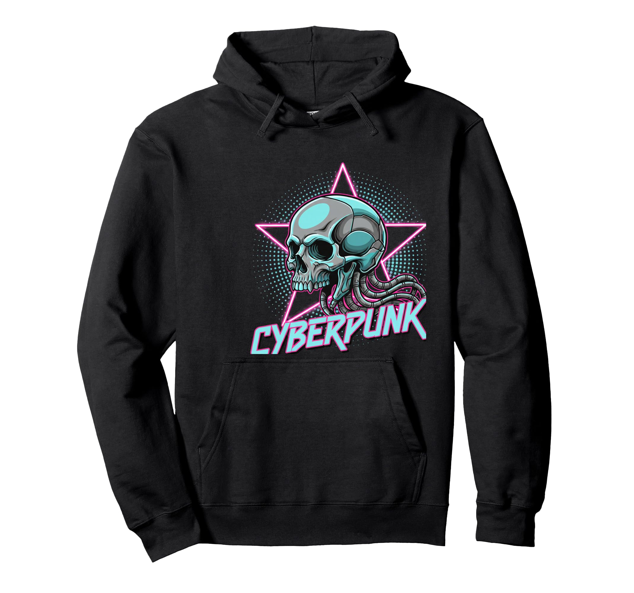 Cyberpunk Skull 80S Synthwave Sci Fi Hoodie - Novelty Apparel Men Women - T-Shirt, Sweatshirt, Hoodie