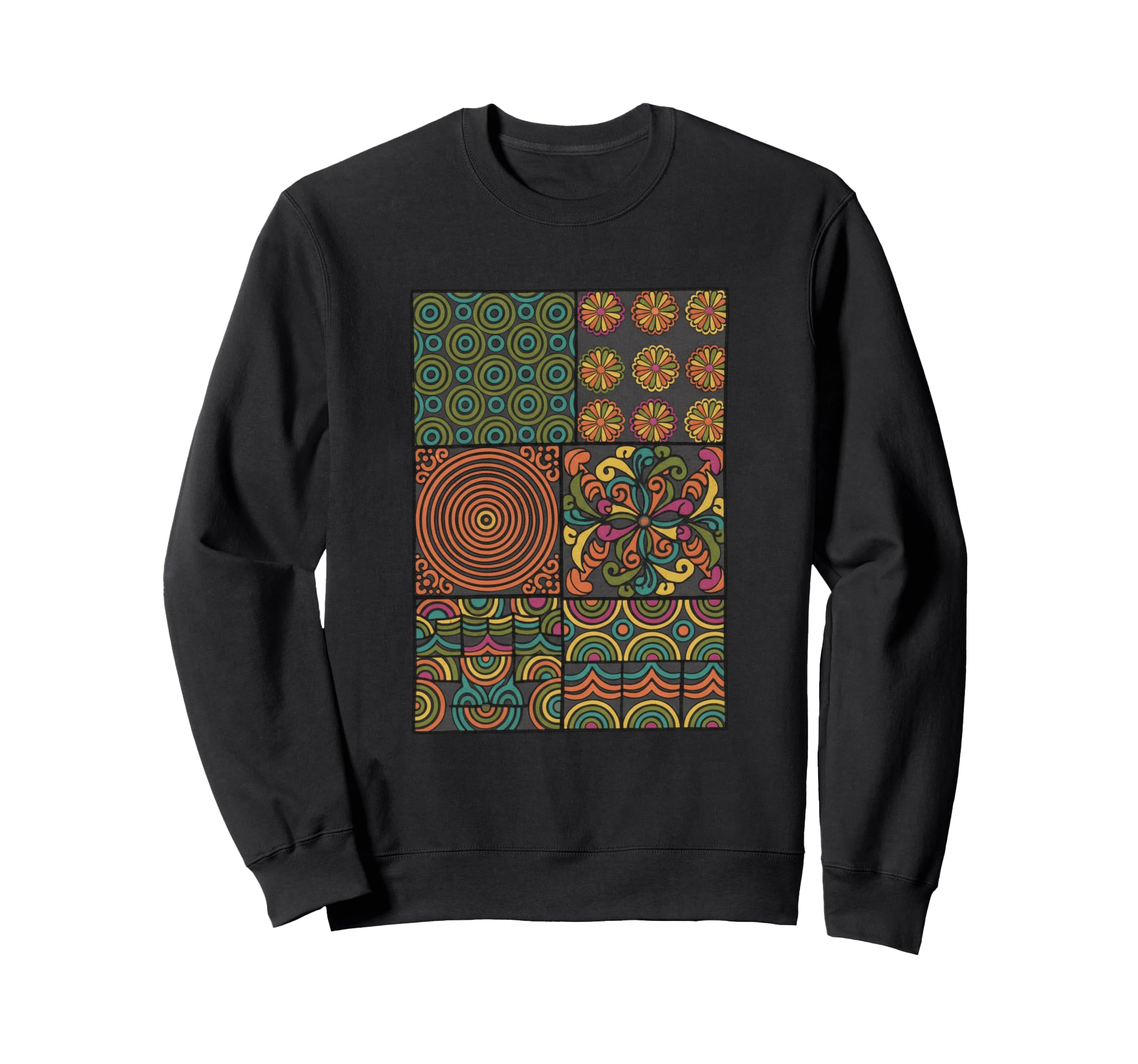 Floral Geometric Nature Pattern 70S Sweatshirt - Streetwear Style Unisex - T-Shirt, Sweatshirt, Hoodie