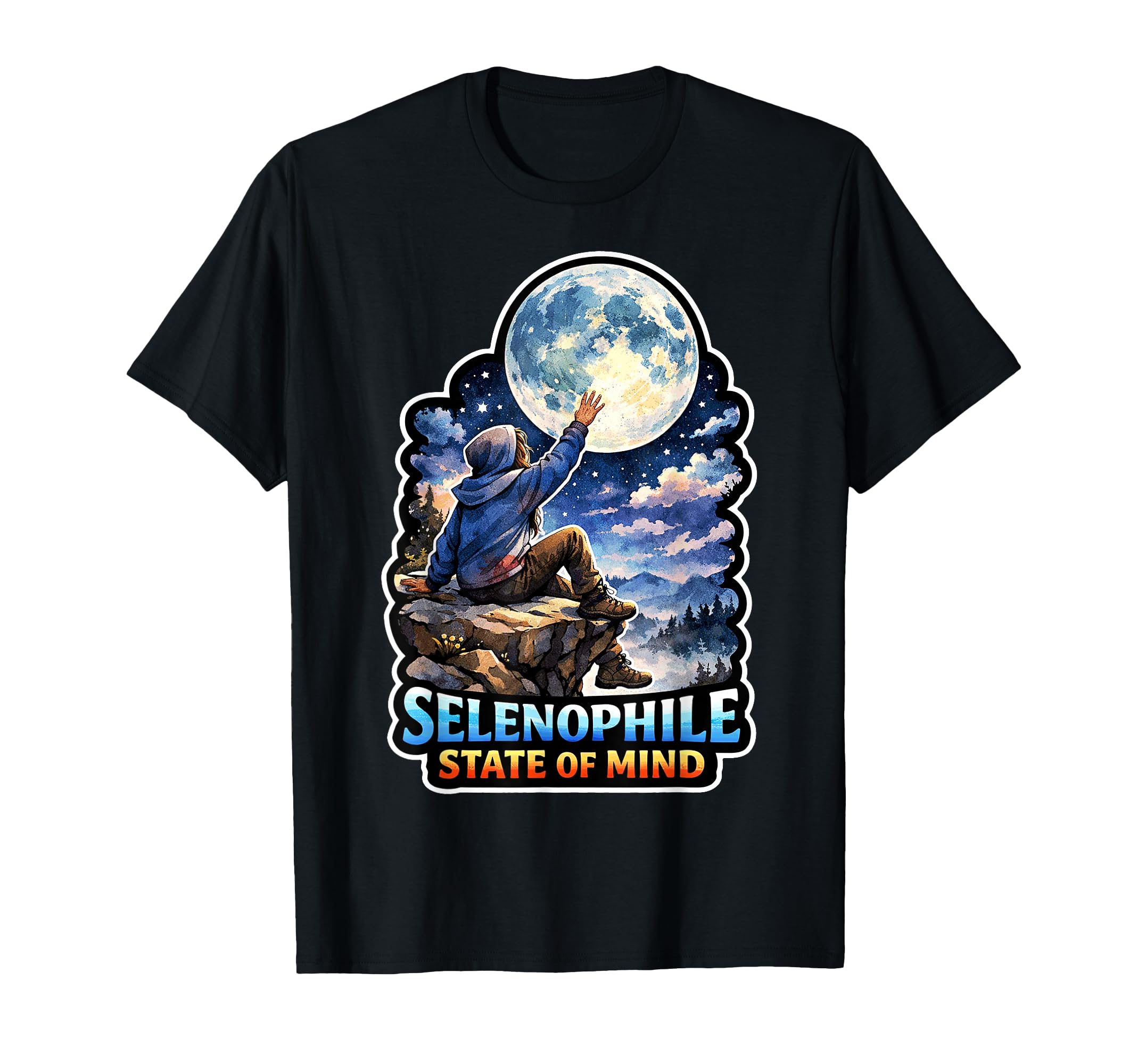Moon Meditation Lunar Mindfulness T-Shirt - Novelty Apparel Men Women - T-Shirt, Sweatshirt, Hoodie