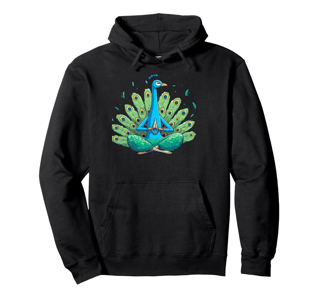 Meditation Peacock Yoga Pose Relaxing Animal Hoodie - Unique Graphic Unisex - T-Shirt, Sweatshirt, Hoodie