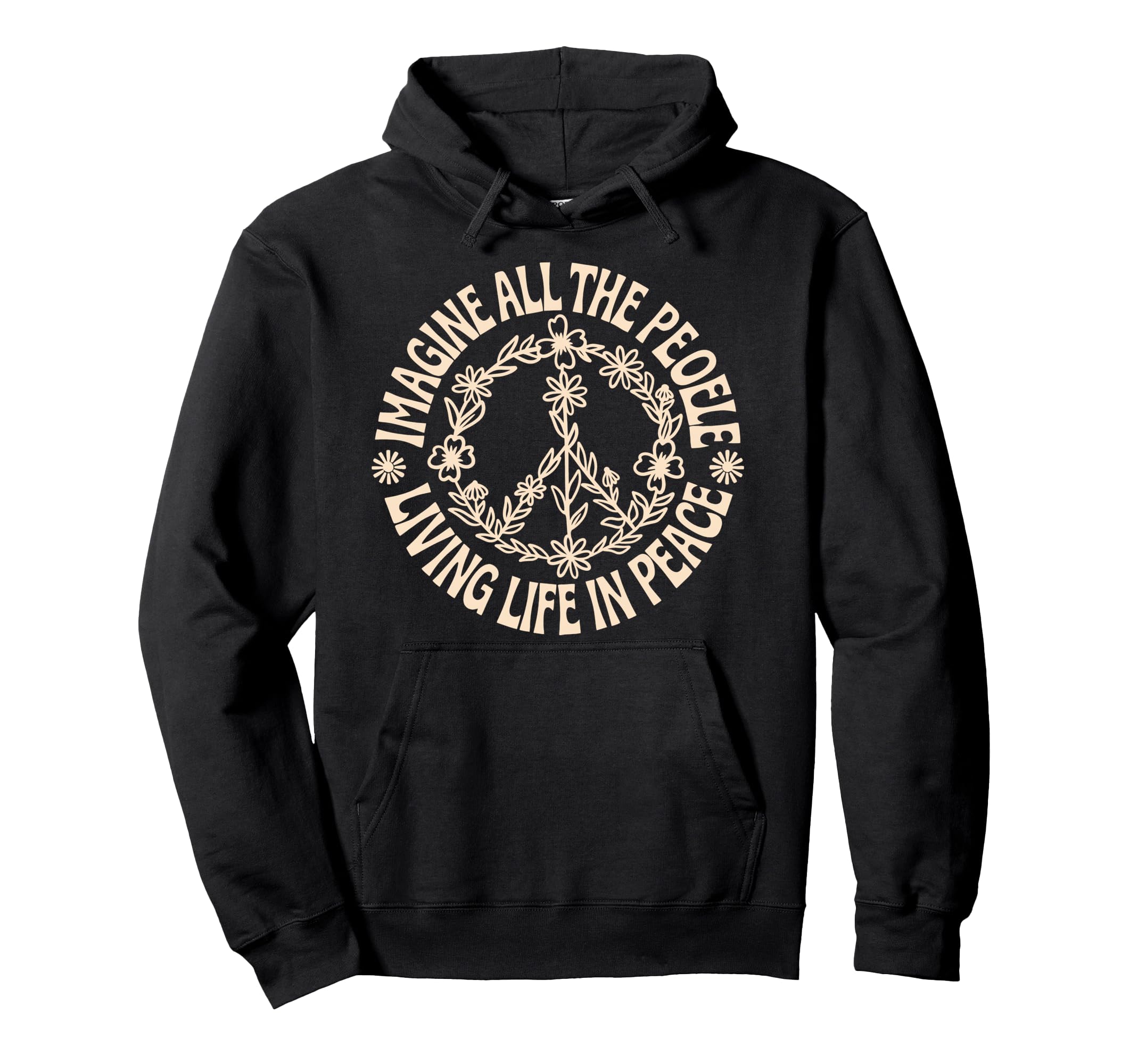Peace Flower Imagine All People Boho Hoodie - Unique Graphic Men Women - T-Shirt, Sweatshirt, Hoodie