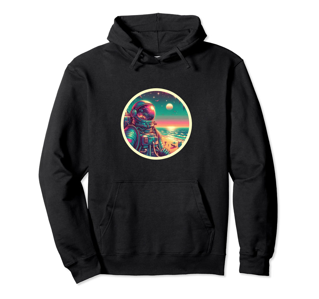Synthwave Astronaut Beach 1980S Hoodie - Novelty Apparel for Adults - T-Shirt, Sweatshirt, Hoodie