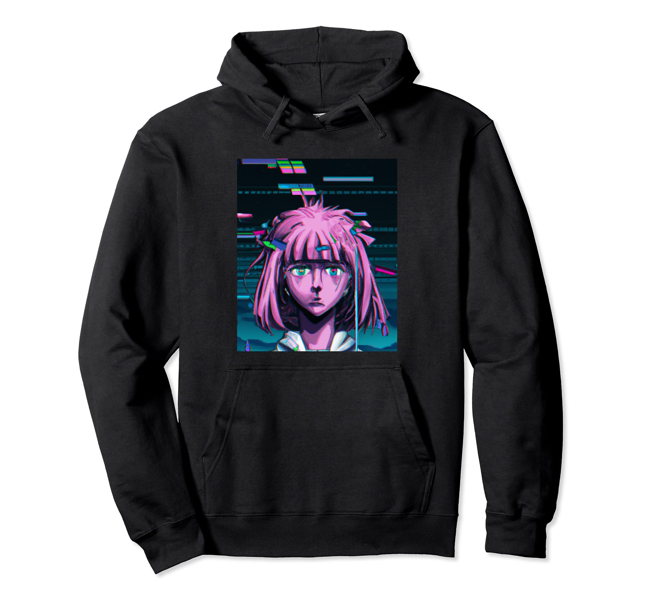 Pastel Aesthetic Anime Synthwave Sad Hoodie - Graphic Print for Adults - T-Shirt, Sweatshirt, Hoodie