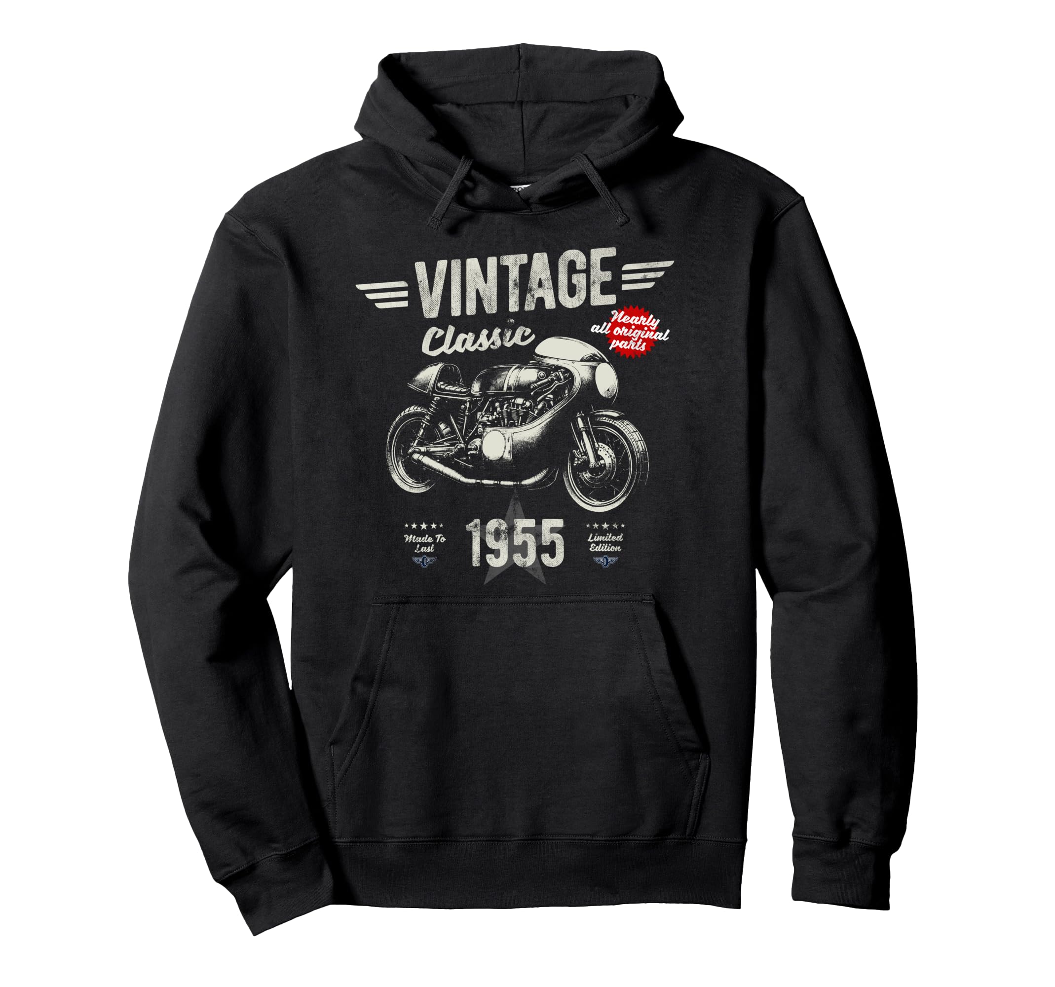 Born 1955 70Th Birthday Motorbike Hoodie - Casual Everyday Wear Men Women - T-Shirt, Sweatshirt, Hoodie