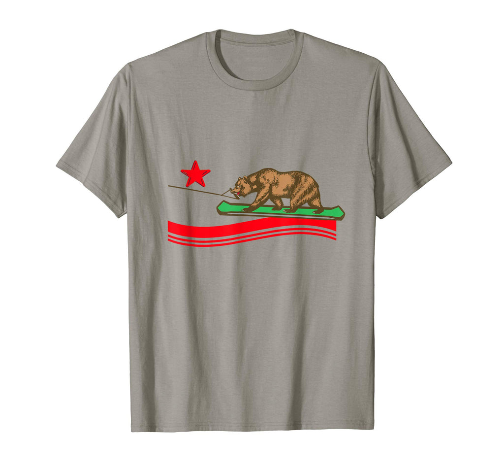 Wakeboarding Bear California Flag Funny T-Shirt - Aesthetic Graphic Unisex - T-Shirt, Sweatshirt, Hoodie