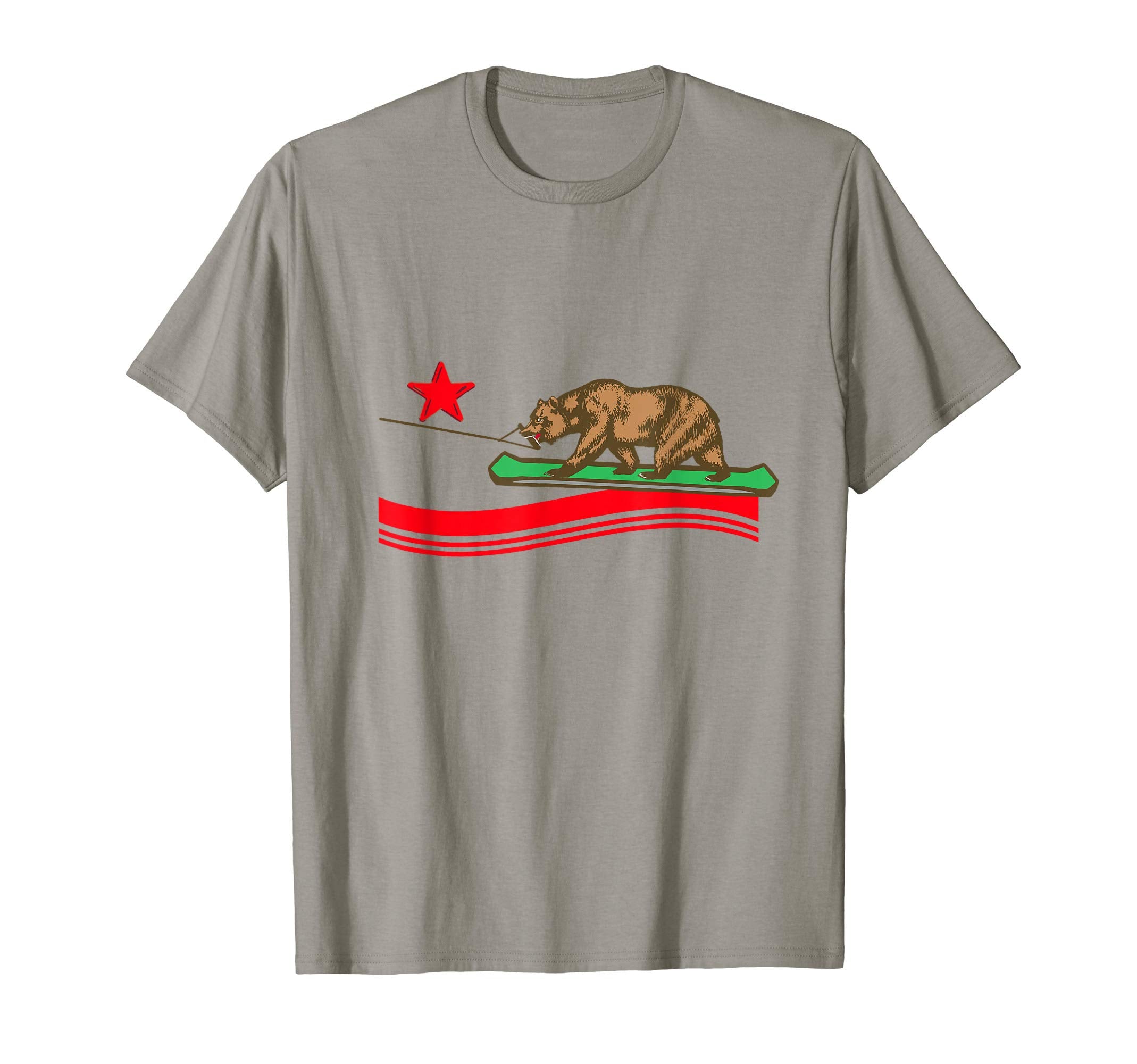 Wakeboarding Bear California Flag Funny T-Shirt - Aesthetic Graphic Unisex - T-Shirt, Sweatshirt, Hoodie