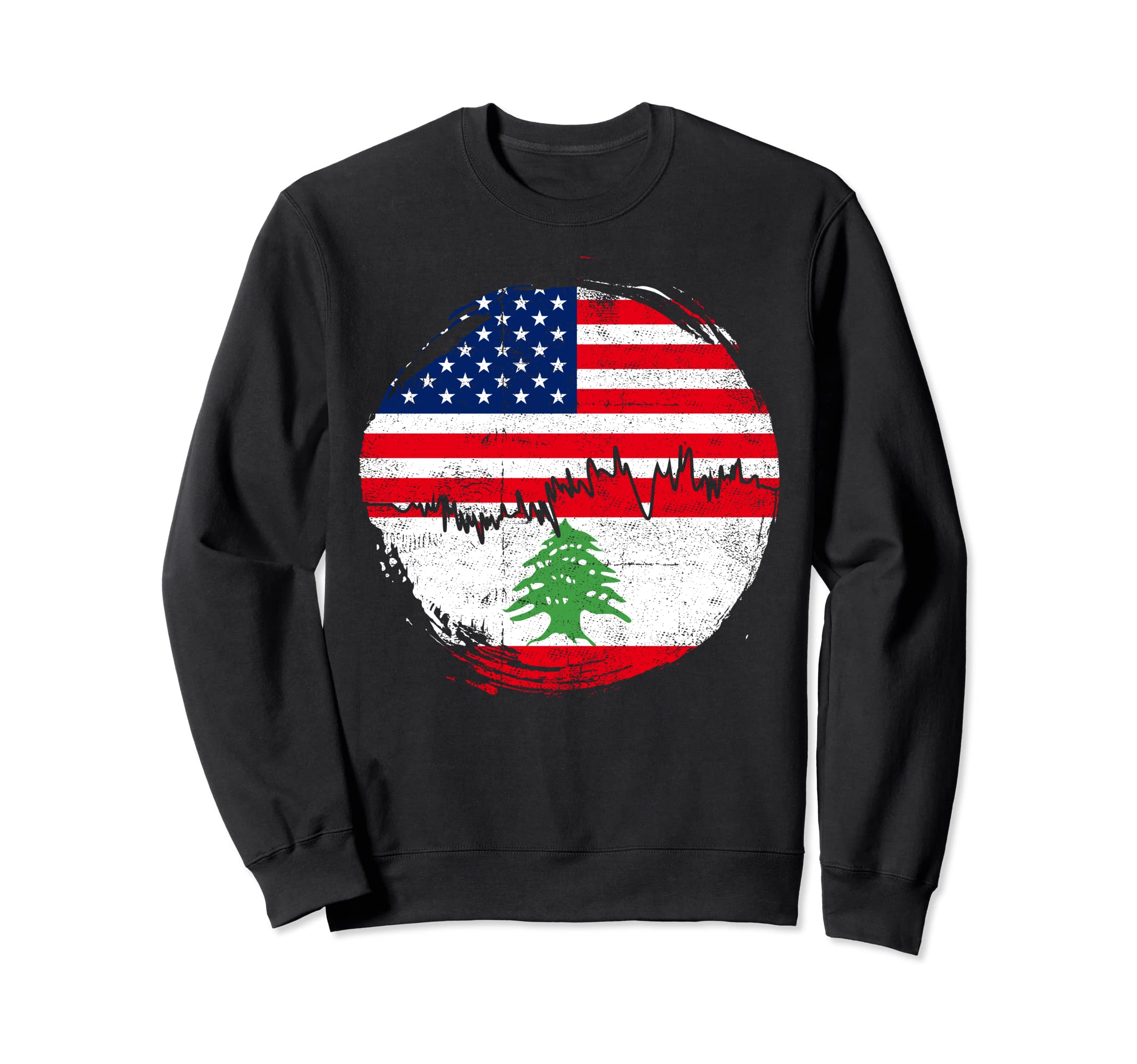 Lebanese American Flag Roots Sweatshirt - Minimalist Print for Adults - T-Shirt, Sweatshirt, Hoodie