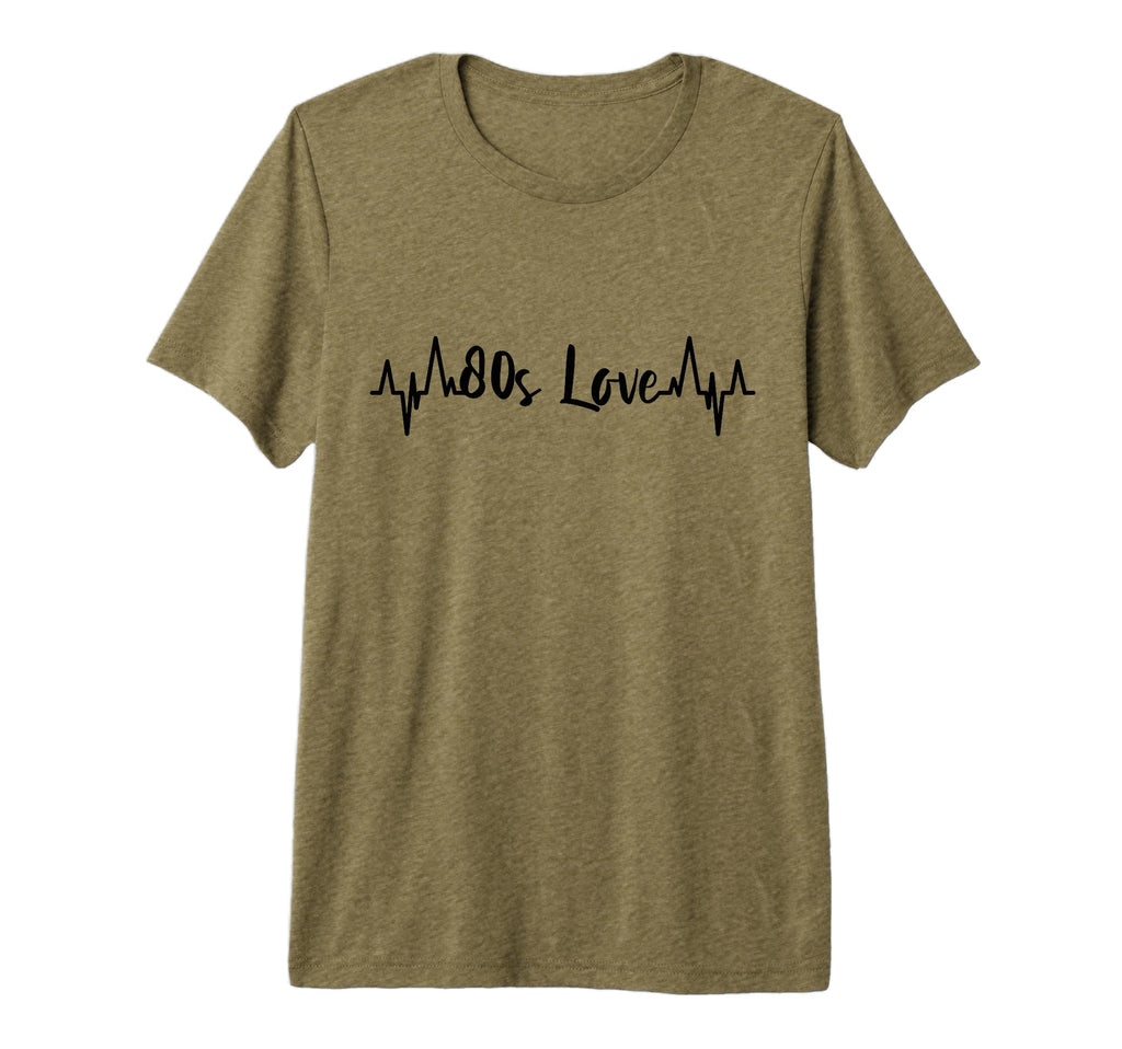 80S Love Cardiogram Lover Retrowave Tri T-Shirt - Novelty Apparel Unisex - T-Shirt, Sweatshirt, Hoodie