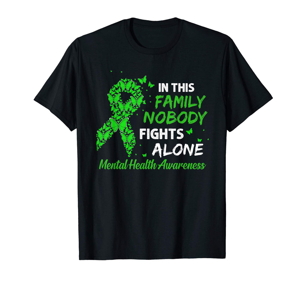 Butterfly Ribbon Nobody Fights Alone T-Shirt - Novelty Apparel Unisex - T-Shirt, Sweatshirt, Hoodie