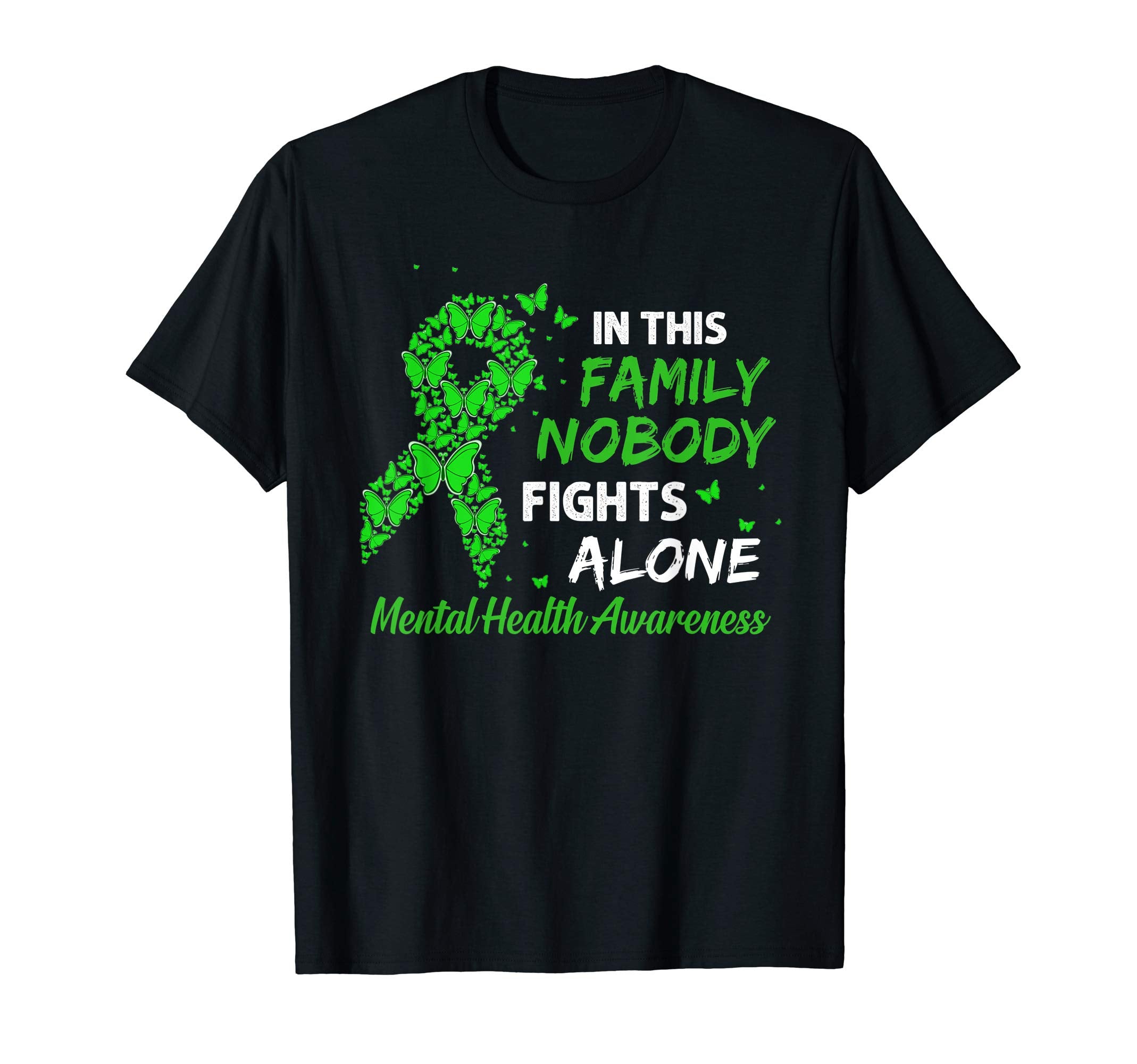 Butterfly Ribbon Nobody Fights Alone T-Shirt - Novelty Apparel Unisex - T-Shirt, Sweatshirt, Hoodie
