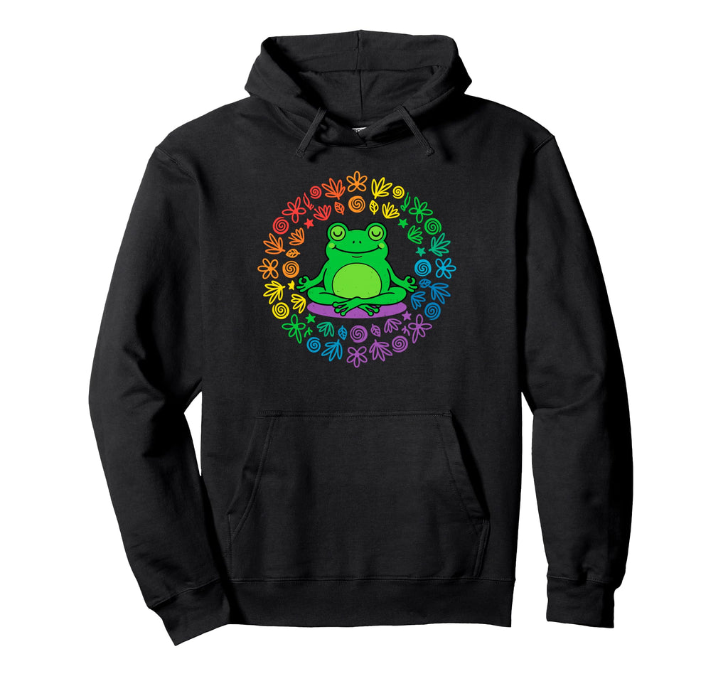 Funny Frog Yoga Lotus Pose Meditation Hoodie - Unique Graphic for Adults - T-Shirt, Sweatshirt, Hoodie