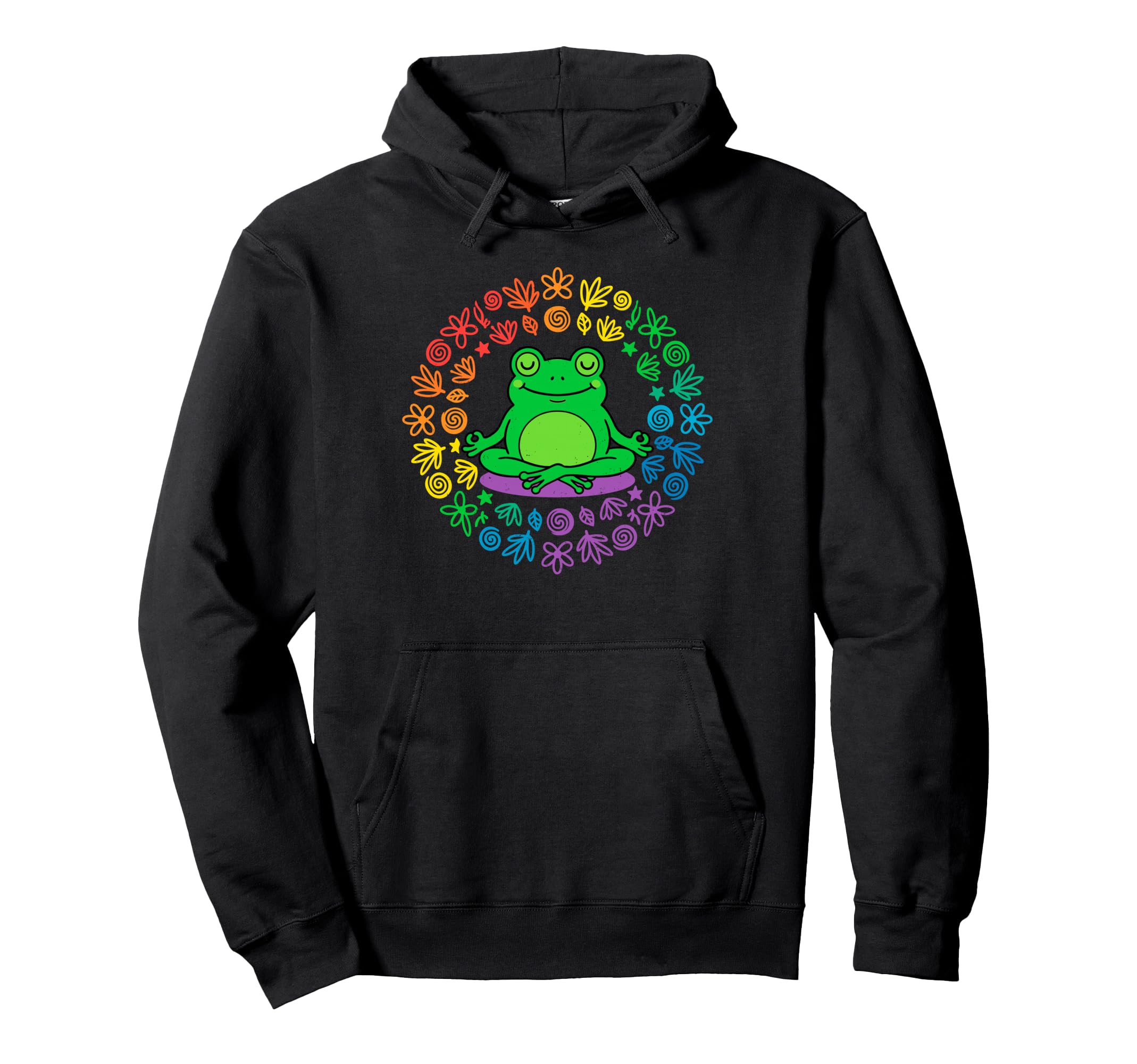 Funny Frog Yoga Lotus Pose Meditation Hoodie - Unique Graphic for Adults - T-Shirt, Sweatshirt, Hoodie