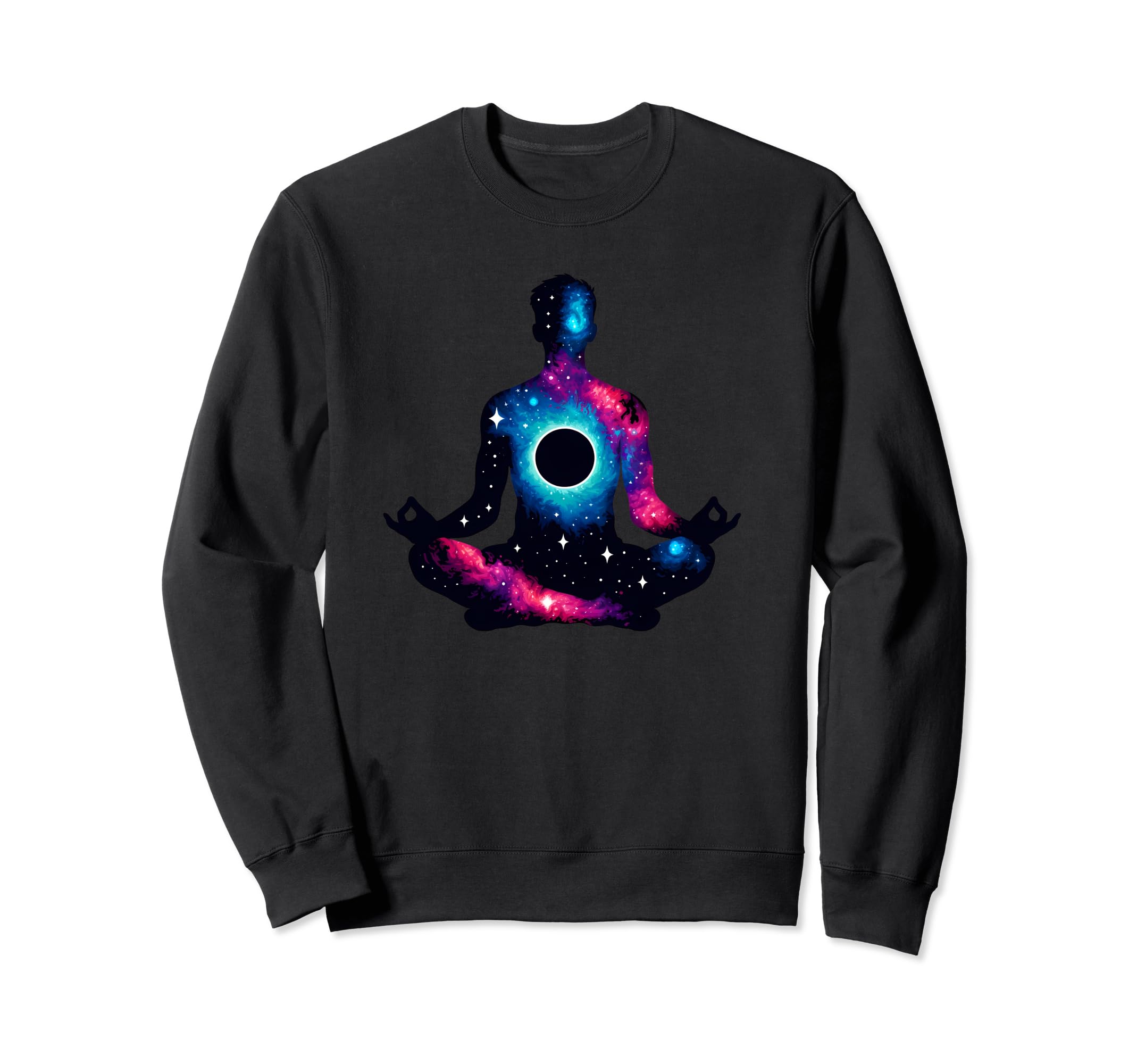Meditation Silhouette Space Galaxy Sweatshirt - Minimalist Print Men Women - T-Shirt, Sweatshirt, Hoodie