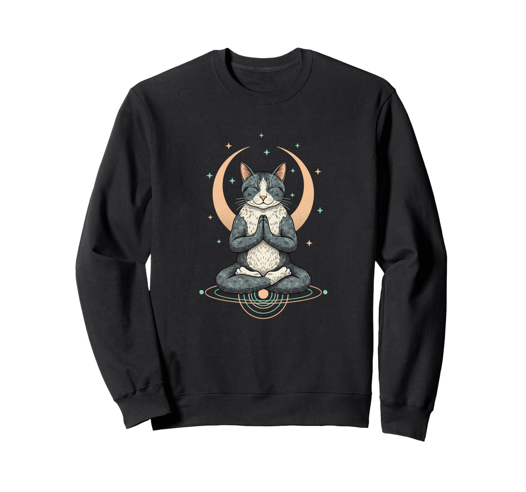 Meditating Cat Zen Pose Buddhism Sweatshirt - Novelty Apparel Men Women - T-Shirt, Sweatshirt, Hoodie