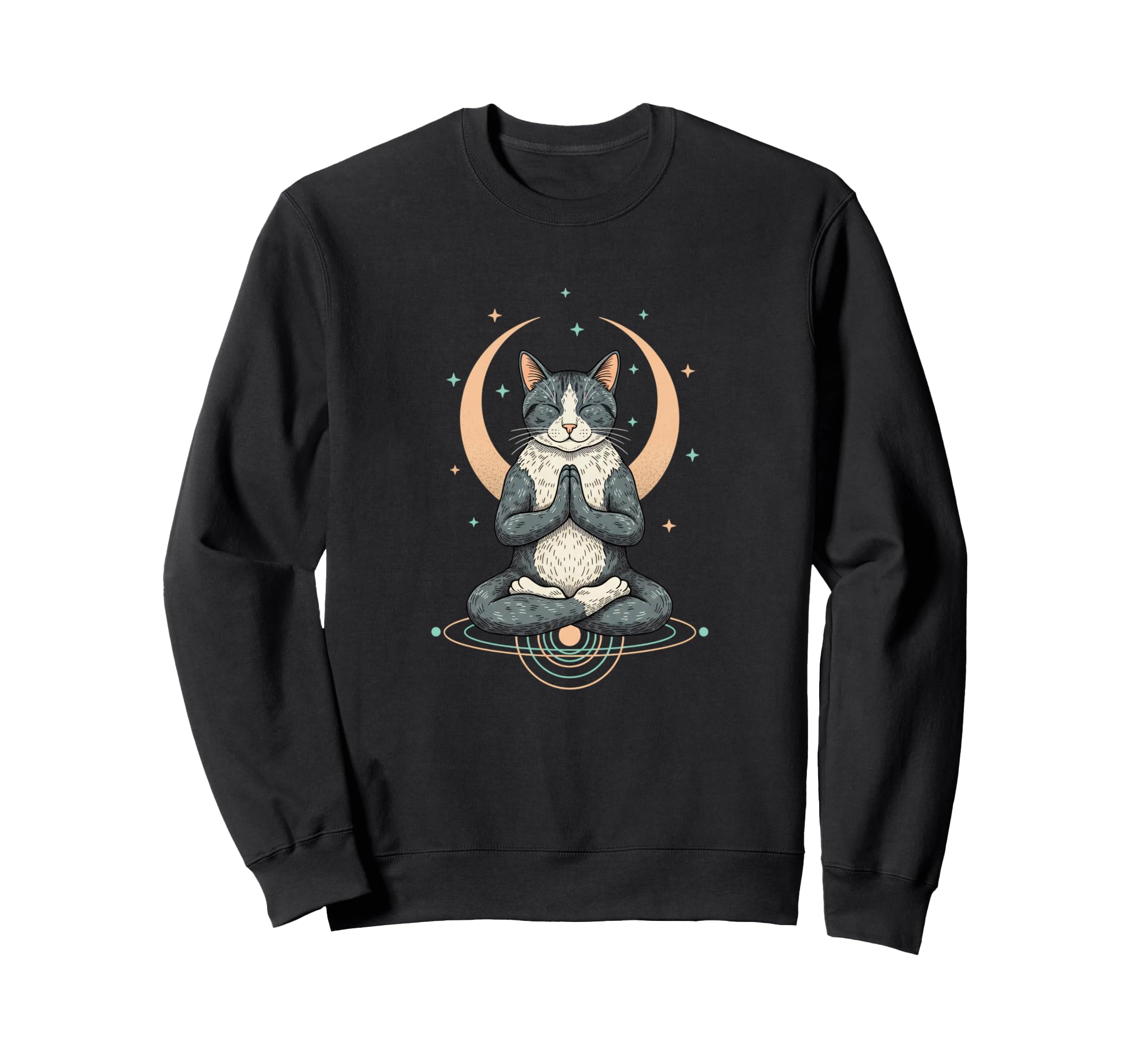 Meditating Cat Zen Pose Buddhism Sweatshirt - Novelty Apparel Men Women - T-Shirt, Sweatshirt, Hoodie