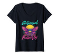 Womens Antisocial Butterfly V Neck T-Shirt - Custom Art Print for Adults - T-Shirt, Sweatshirt, Hoodie