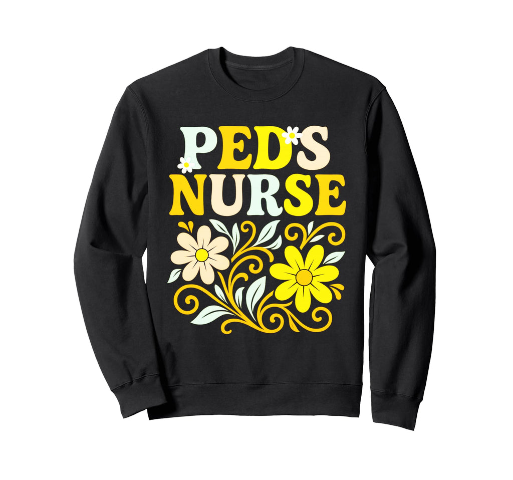 Peds Nurse Flowers Pastel Sweatshirt - Minimalist Print Men Women - T-Shirt, Sweatshirt, Hoodie