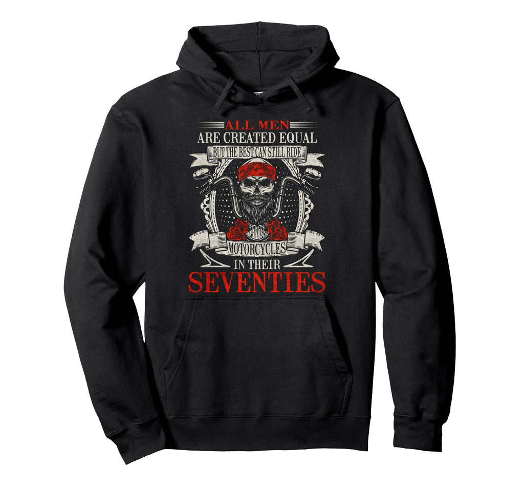 Biker Skull Seventies Motorcycle Rider Hoodie - Novelty Apparel for Adults - T-Shirt, Sweatshirt, Hoodie