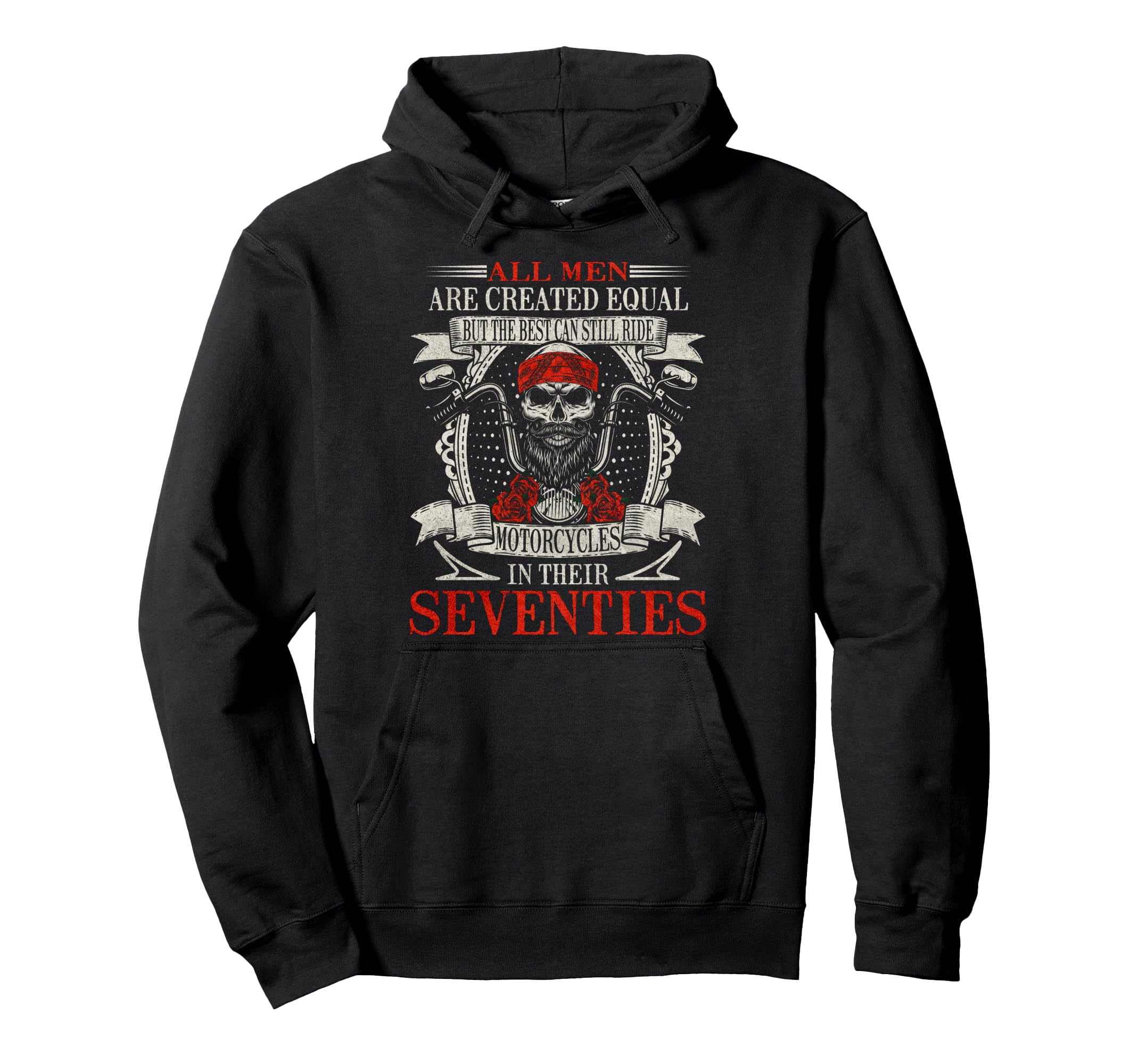 Biker Skull Seventies Motorcycle Rider Hoodie - Novelty Apparel for Adults - T-Shirt, Sweatshirt, Hoodie