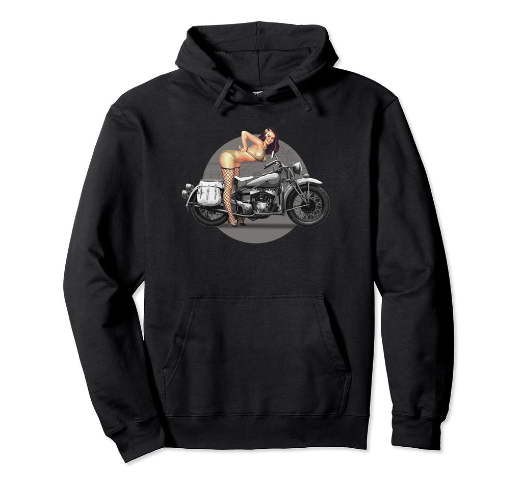 Pin Up Motorcycle Ww2 Hoodie - Trendy Graphic Men Women - T-Shirt, Sweatshirt, Hoodie