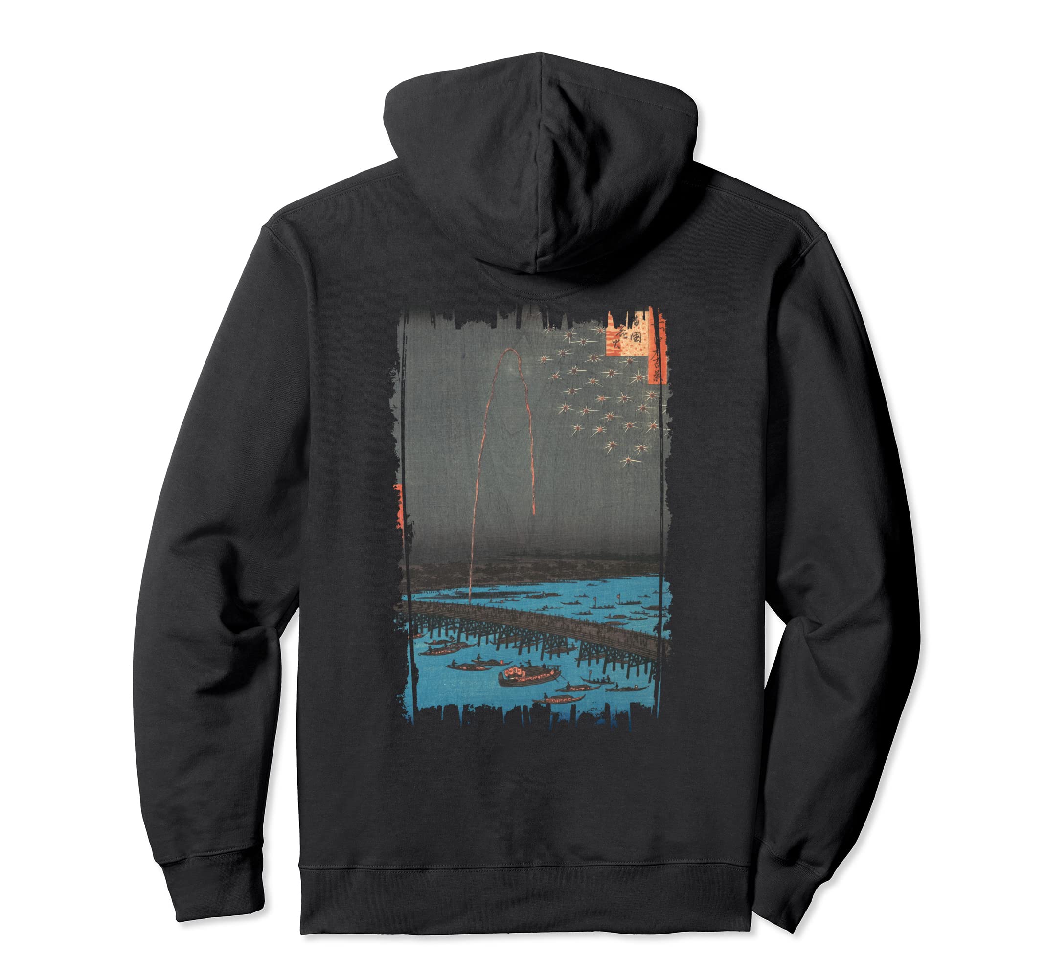 Stylish Art Fireworks Hiroshige Hoodie - Casual Everyday Wear for Adults - T-Shirt, Sweatshirt, Hoodie