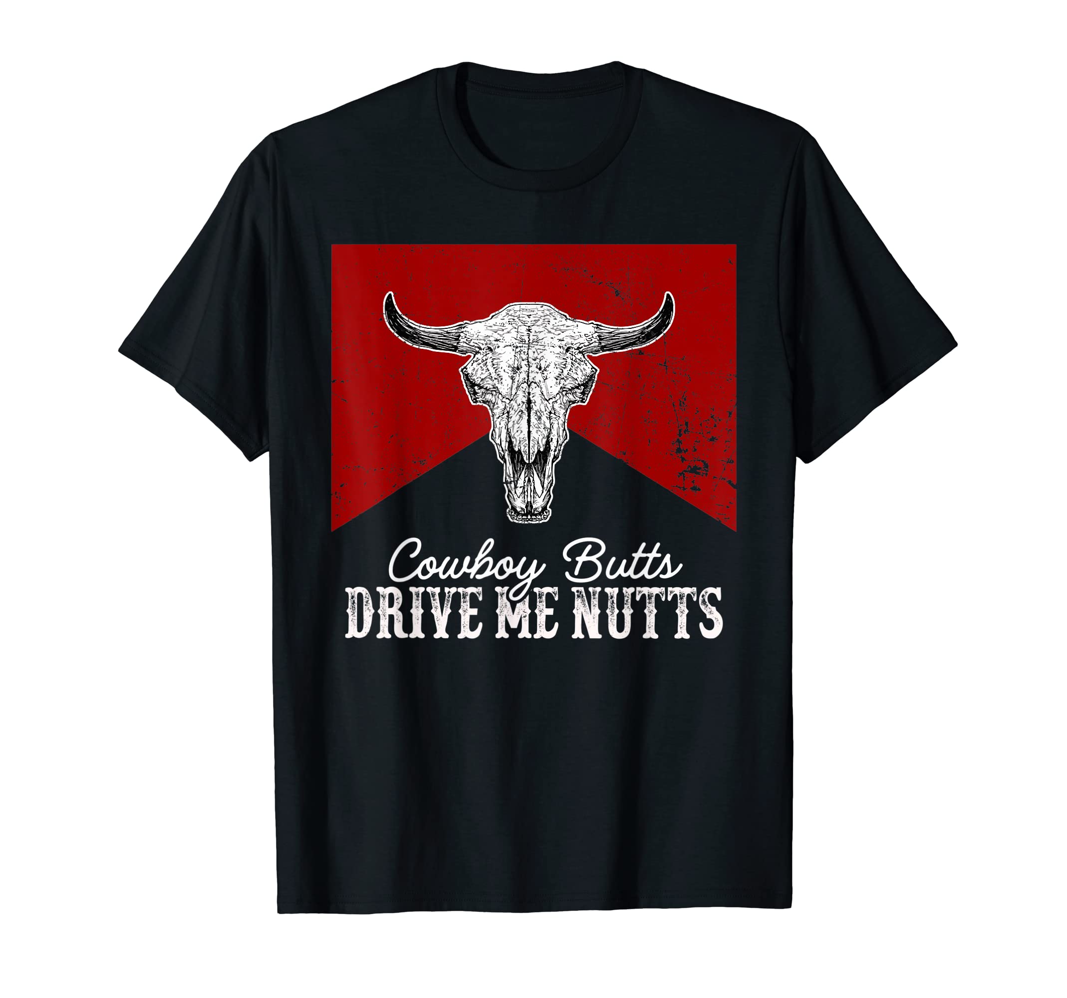 Western Country Bull Skull Cowboy T-Shirt - Fun Novelty Design Unisex - T-Shirt, Sweatshirt, Hoodie