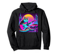 Synthwave Retrowave Outrun Aesthetic Cat Hoodie - Graphic Print Unisex - T-Shirt, Sweatshirt, Hoodie