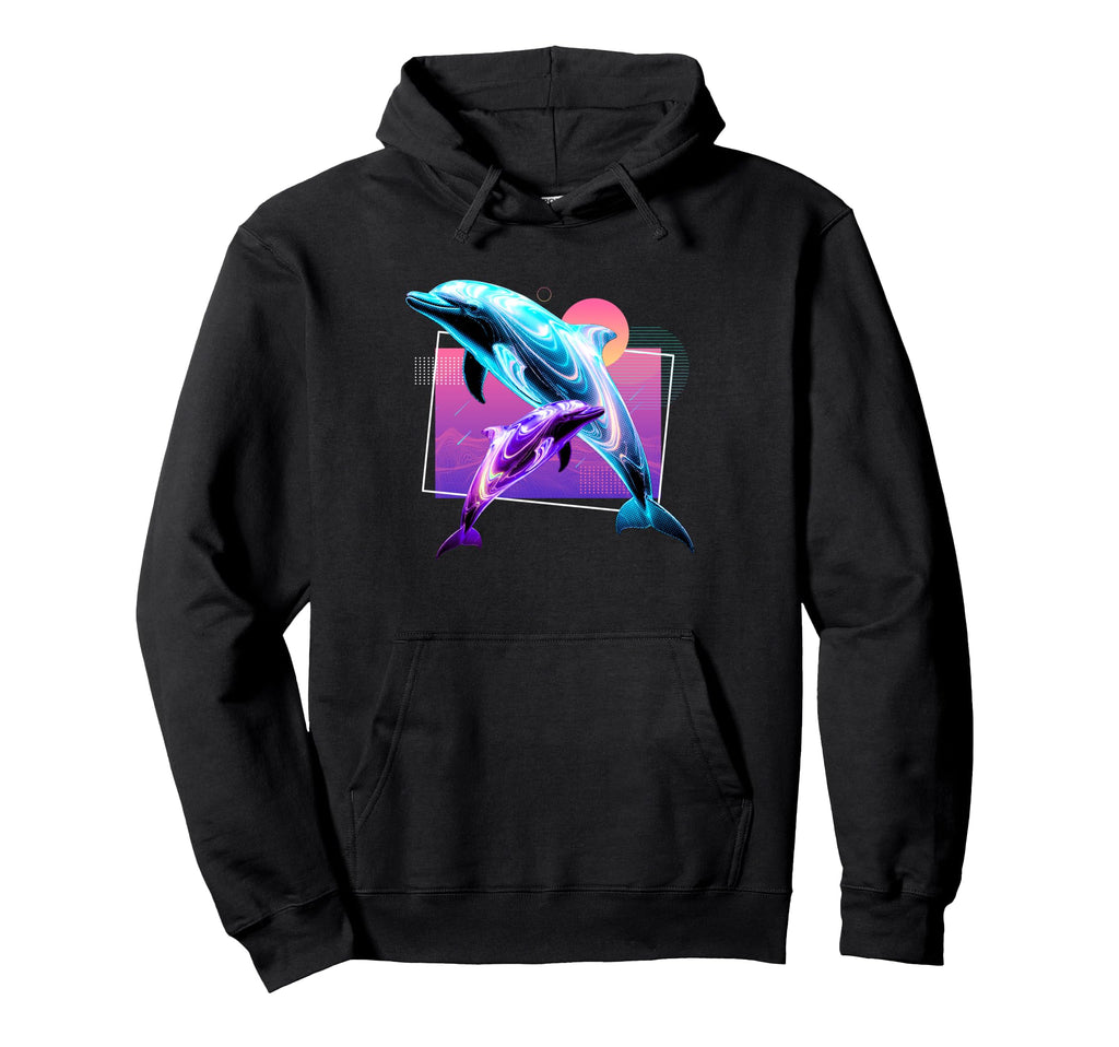 Dolphin Sea Life Wave Ocean Animal Hoodie - Aesthetic Graphic Men Women - T-Shirt, Sweatshirt, Hoodie