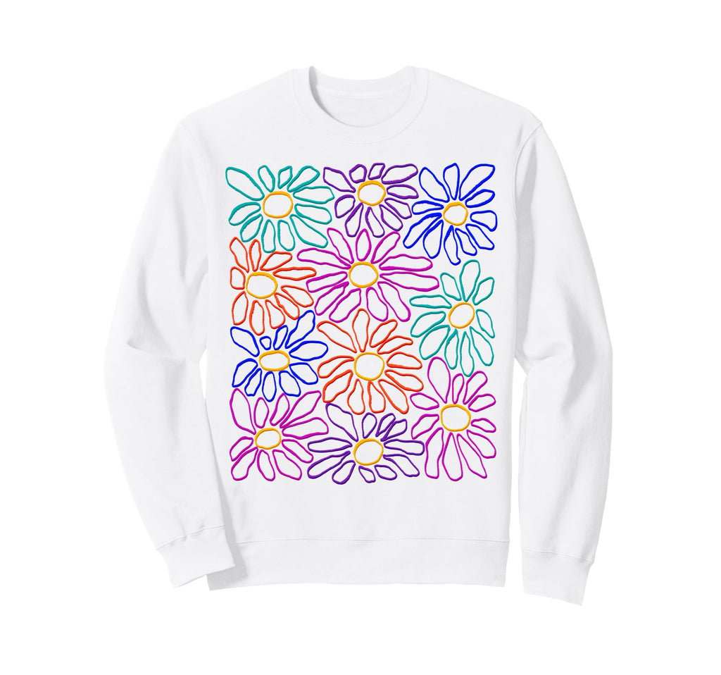 Colorful Flower Pattern Vibrant Sweatshirt - Trendy Graphic for Adults - T-Shirt, Sweatshirt, Hoodie