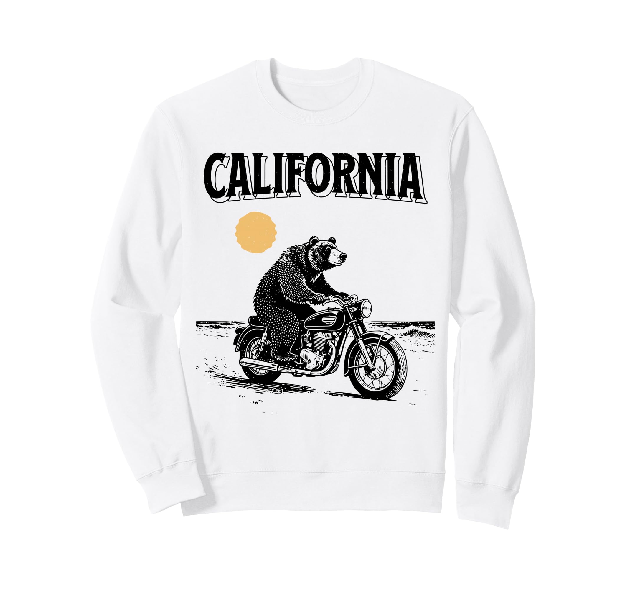 California Bear Riding Motorcycle Sweatshirt - Fun Novelty Design Unisex - T-Shirt, Sweatshirt, Hoodie