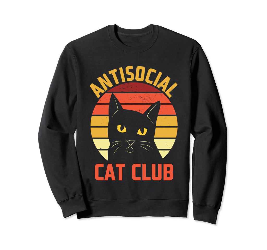 Antisocial Cat Club Introvert Cat Sweatshirt - Graphic Print for Adults - T-Shirt, Sweatshirt, Hoodie