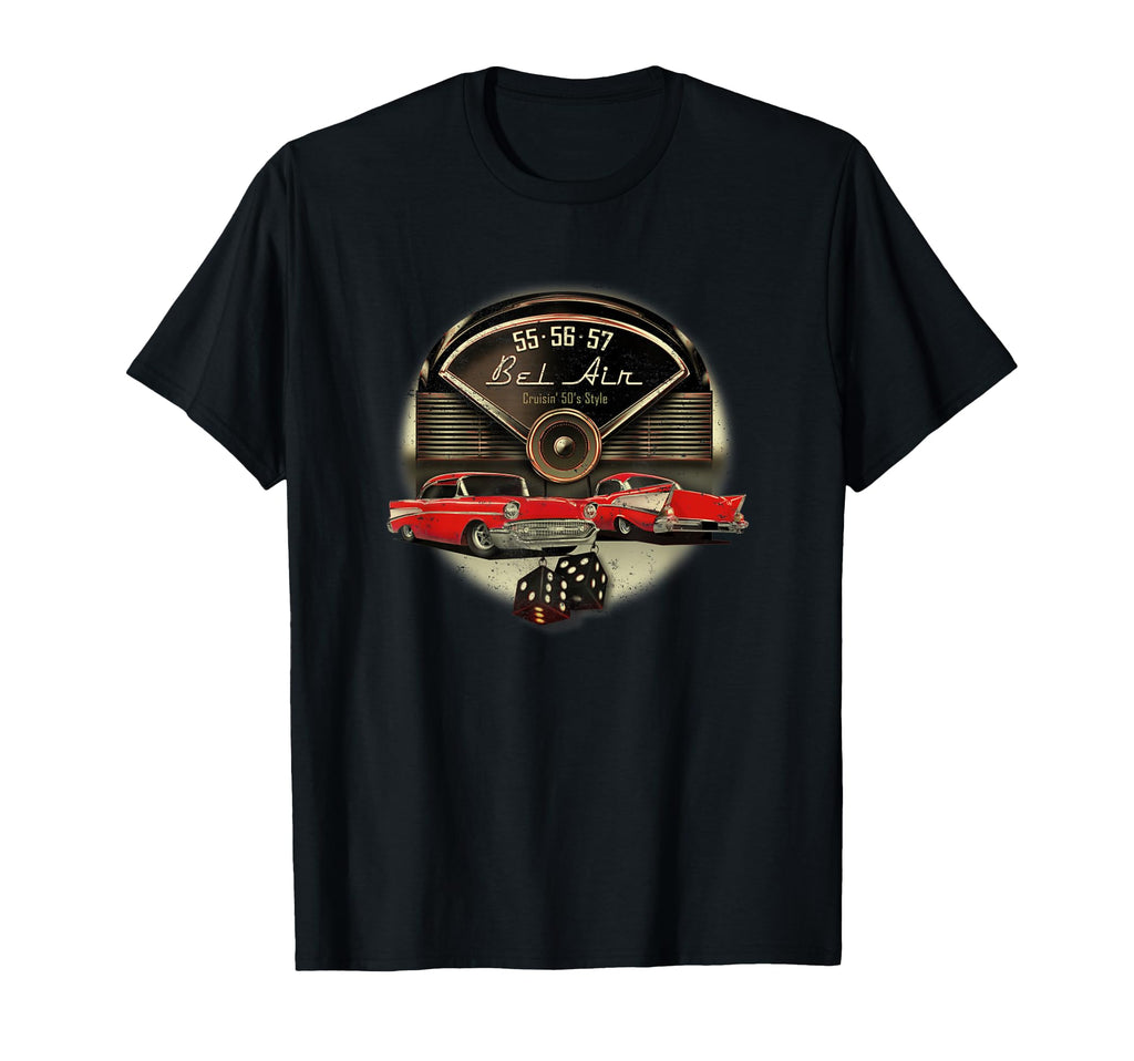 Old Red Cars Bel Air Truck T-Shirt - Fun Novelty Design Men Women - T-Shirt, Sweatshirt, Hoodie