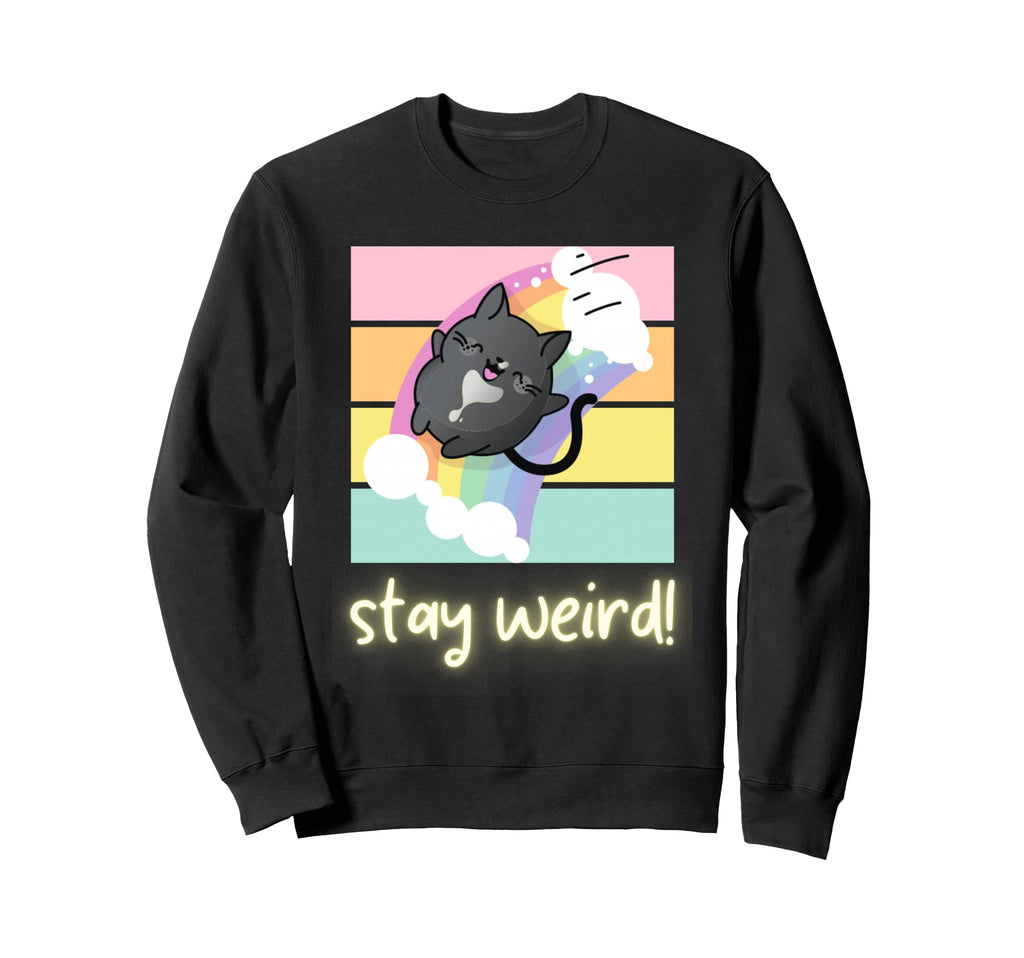 Stay Weird Cat Neurodivergent Pride Sweatshirt - Unique Graphic Unisex - T-Shirt, Sweatshirt, Hoodie