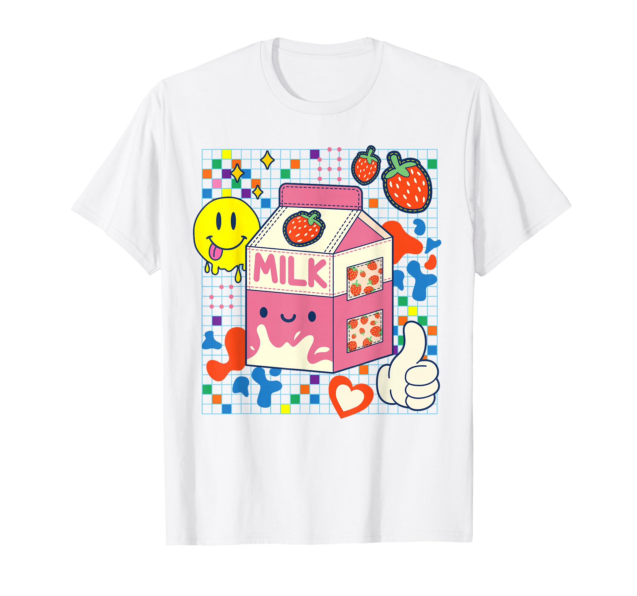 Kidcore Aesthetic Strawberry Milk Fabric T-Shirt - Streetwear Style Unisex - T-Shirt, Sweatshirt, Hoodie