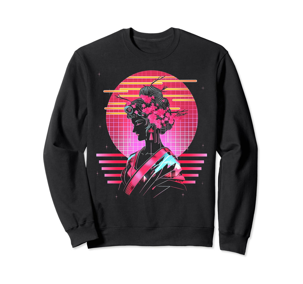 Vaporwave Geisha 80S Synthwave 2 Sweatshirt - Streetwear Style for Adults - T-Shirt, Sweatshirt, Hoodie
